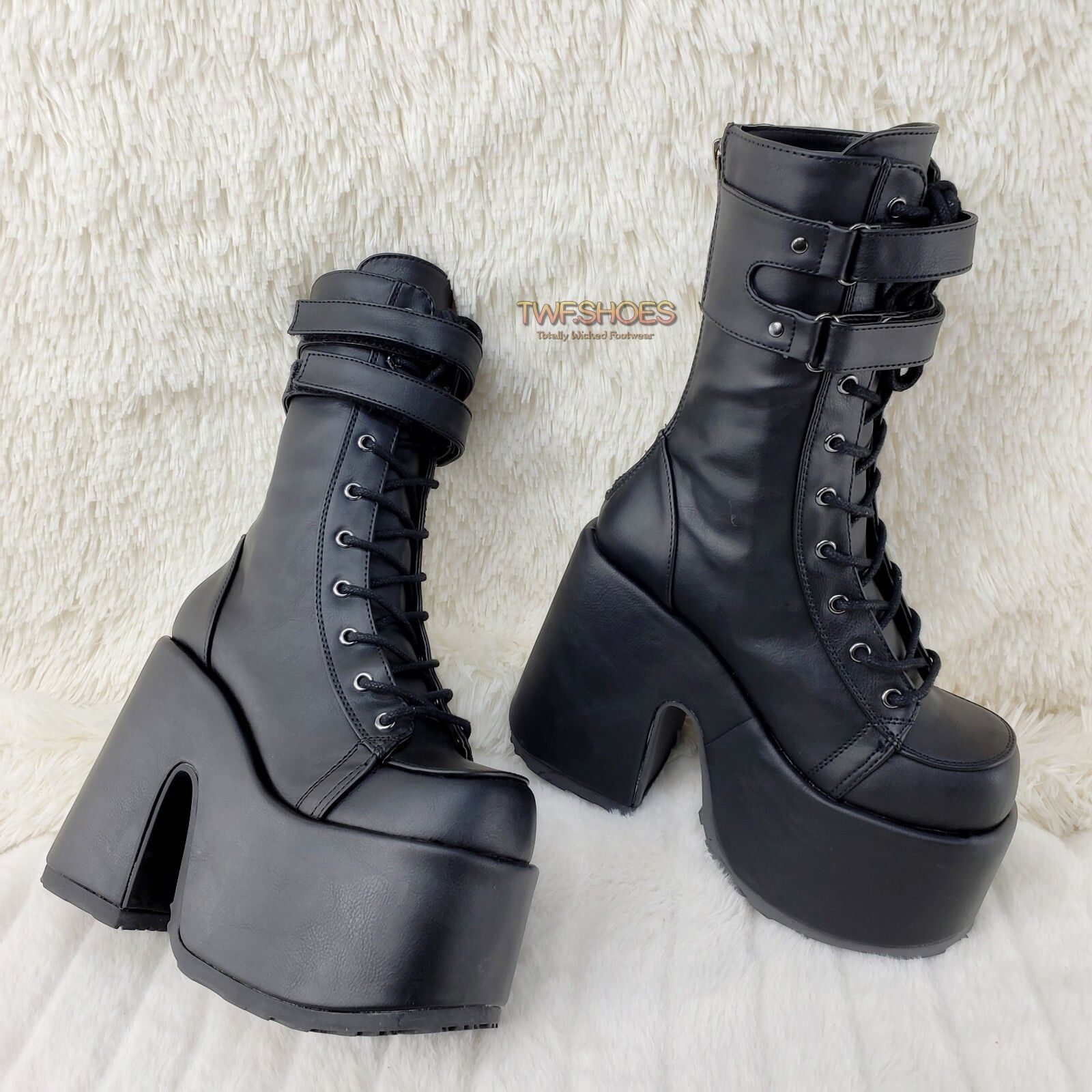Other Camel 250 Stacked Black Matte Platform Goth Punk Calf Boot I Size US 7 / IT 37 - 1 Thumbnail