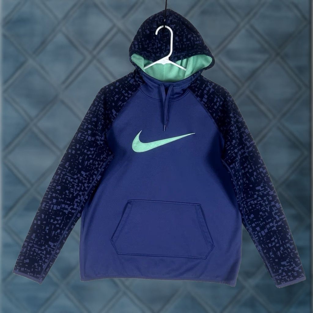 Nike Nike Dri Fit Mock Neck Hoodie Mens M Blue Athletic Sweatshirt Pullover Size US M / EU 48-50 / 2 - 1 Thumbnail