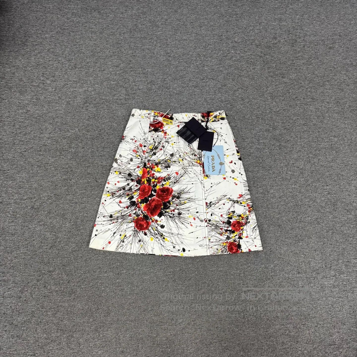 Prada Prada size 44 Ink-painted rose print A-line half-skirt| Size 28" / US 6 / IT 42 - 1 Thumbnail