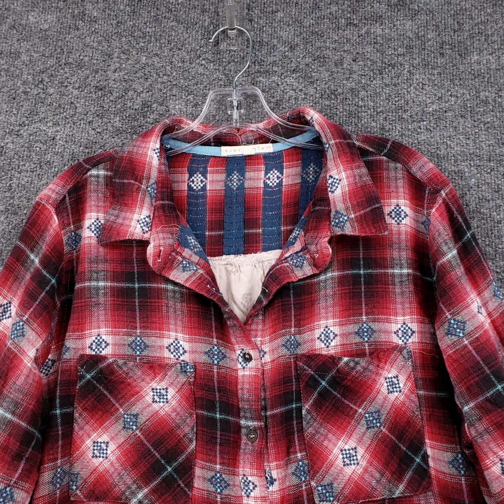 Vintage Hint of Mint Womens 3X Plus Red Black Plaid Button Up Collared Shirt Size XXL / US 16-18 / IT 52-54 - 3 Thumbnail