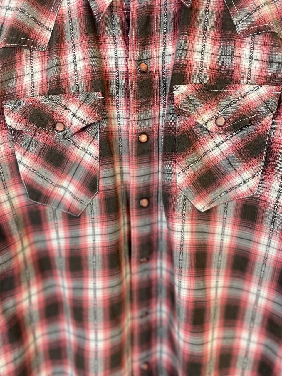 Japanese Brand back number shadow plaid western flannel shirt nice design Size US L / EU 52-54 / 3 - 3 Thumbnail