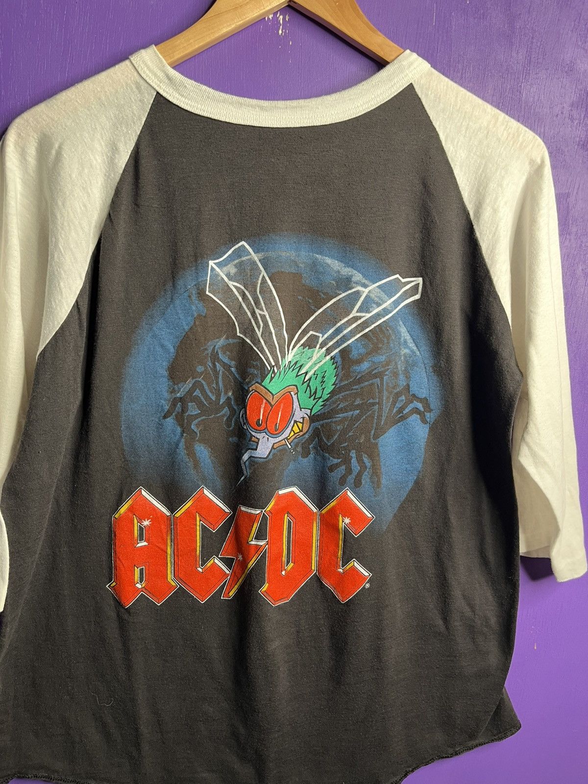 Band Tees × Vintage Vintage 1985 AC/DC fly on the wall tour raglan t-shirt Size US L / EU 52-54 / 3 - 3 Thumbnail
