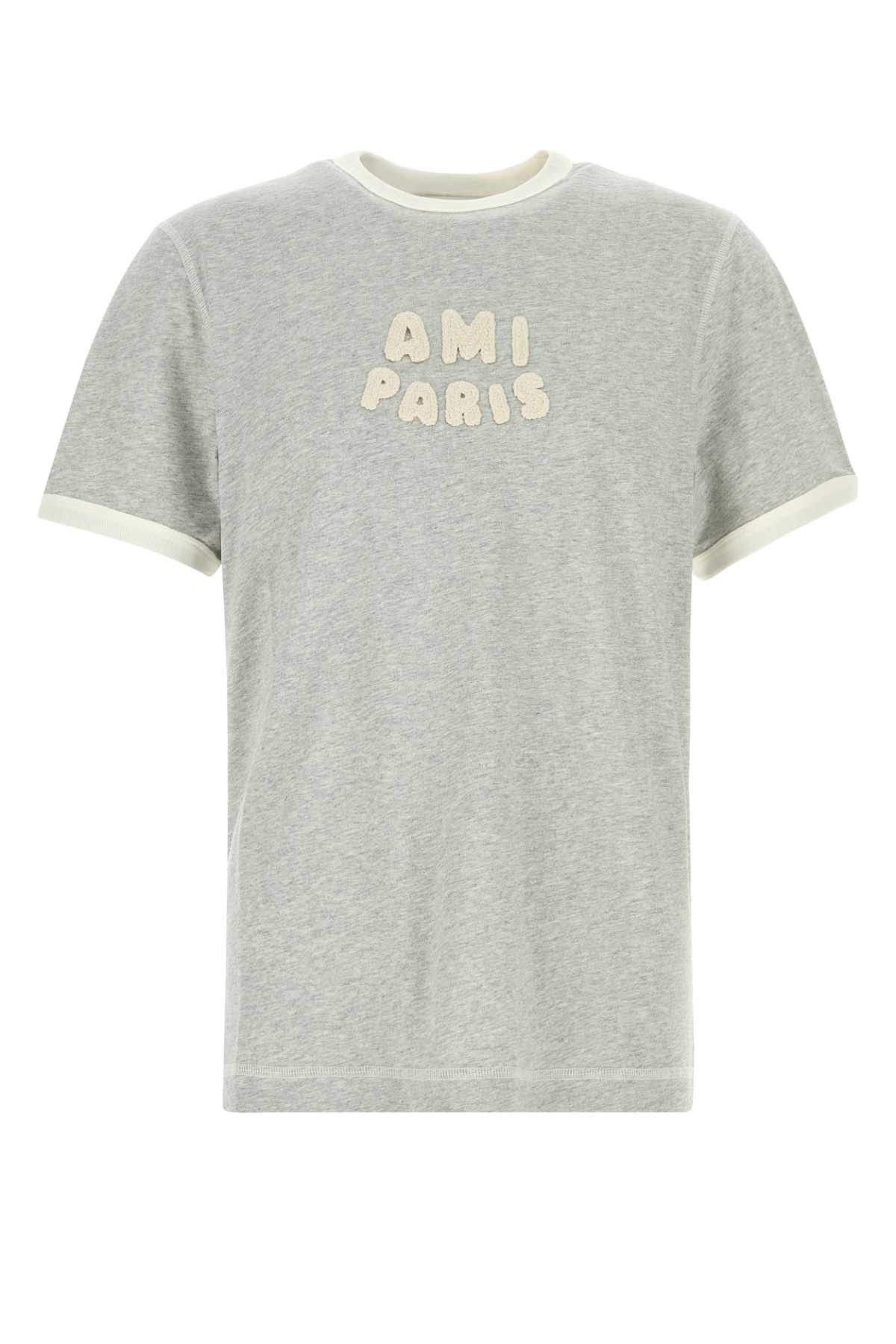 AMI Grey Cotton T-Shirt Size US M / EU 48-50 / 2 - 1 Thumbnail