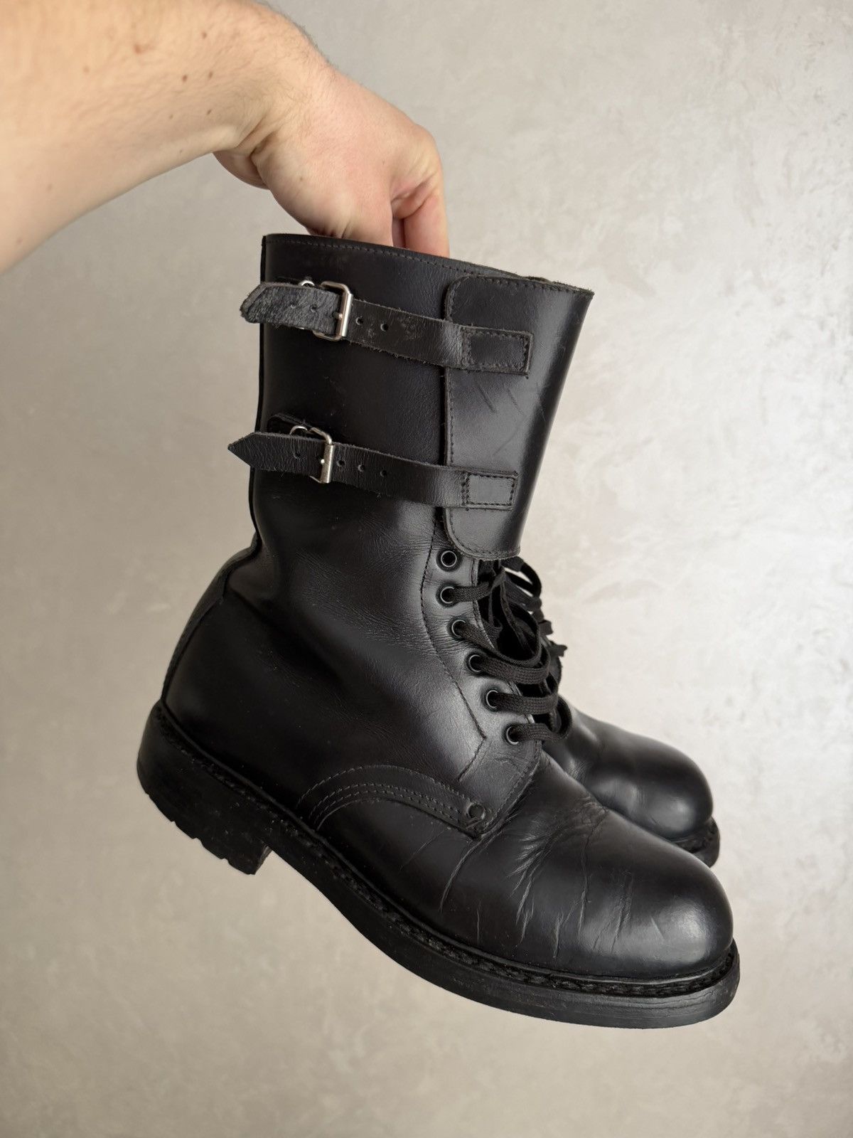 If Six Was Nine Double Buckle Black Moto Boots Red Wing Frye Guidi Inspired Size US 9.5 / EU 42-43 - 14 Thumbnail