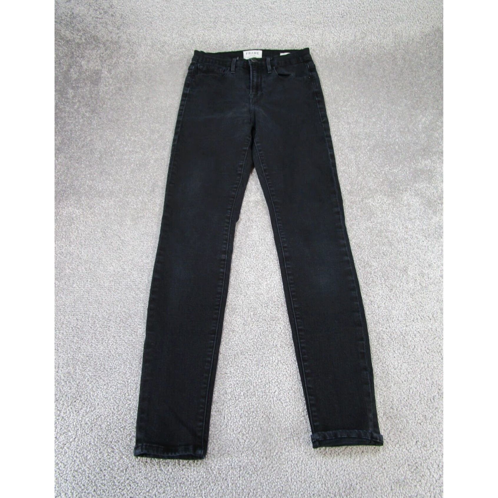 Frame FRAME Womens High Rise Skinny Jeans Black Denim Size 26 Size 26" / US 2 / IT 38 - 1 Thumbnail