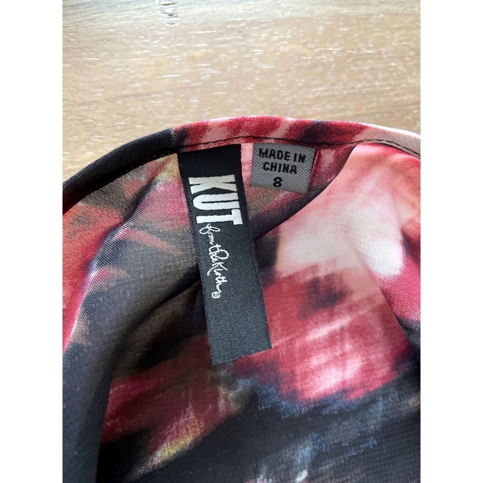 Vintage Kut From The Kloth Black Multi Floral Print Plunge Neck A-Line Dress SZ 8 Lined Size M / US 6-8 / IT 42-44 - 3 Thumbnail