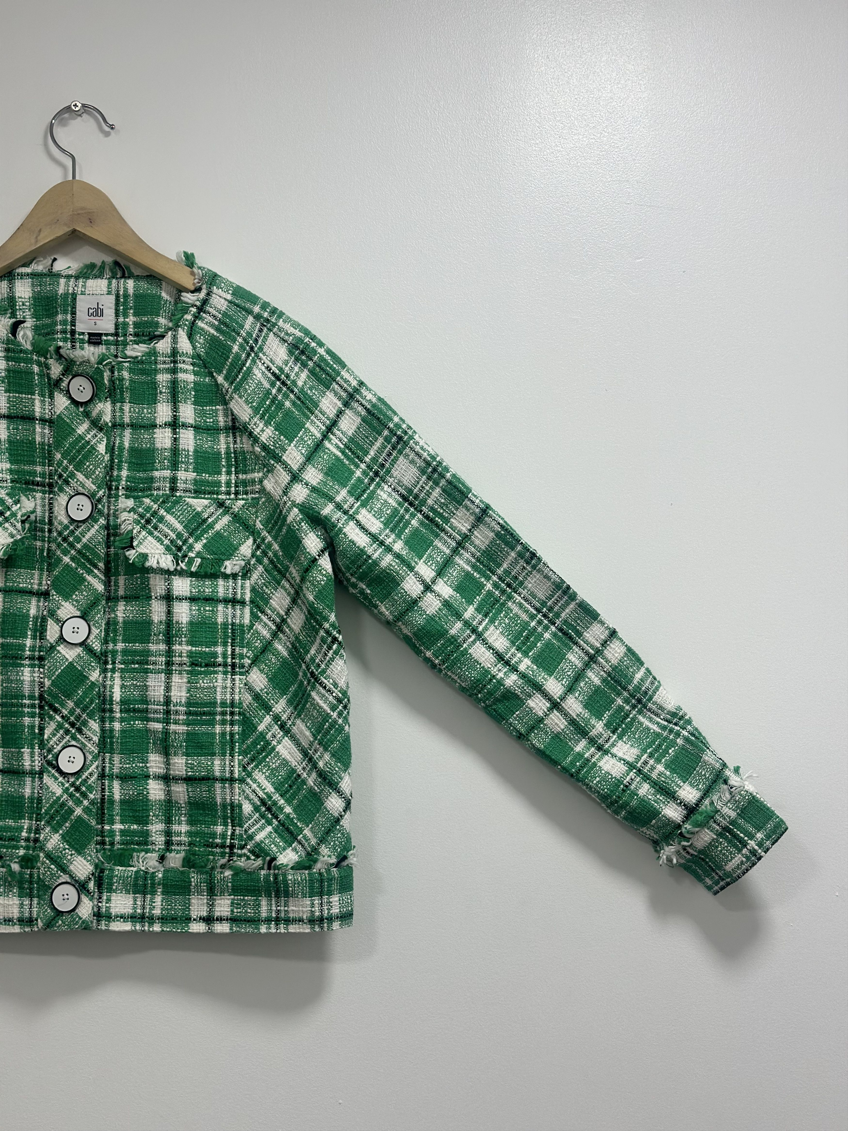 Other Cabi Sophia Green Plaid Tweed Button-Up Blazer - Size S Size S / US 4 / IT 40 - 2 Thumbnail