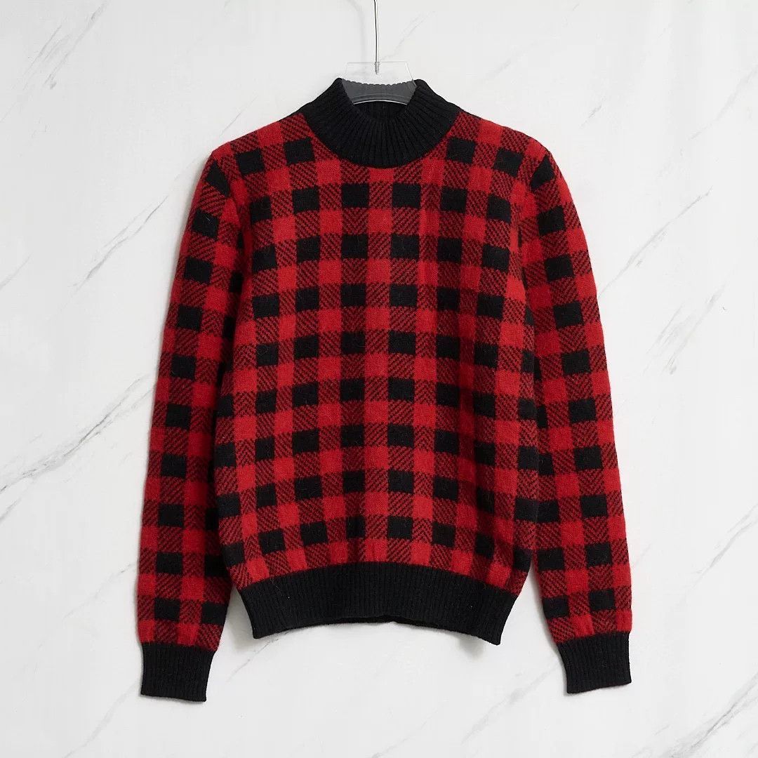 Saint Laurent Paris Saint Laurent Men's Checkered Mock Neck Sweater Size US M / EU 48-50 / 2 - 1 Thumbnail