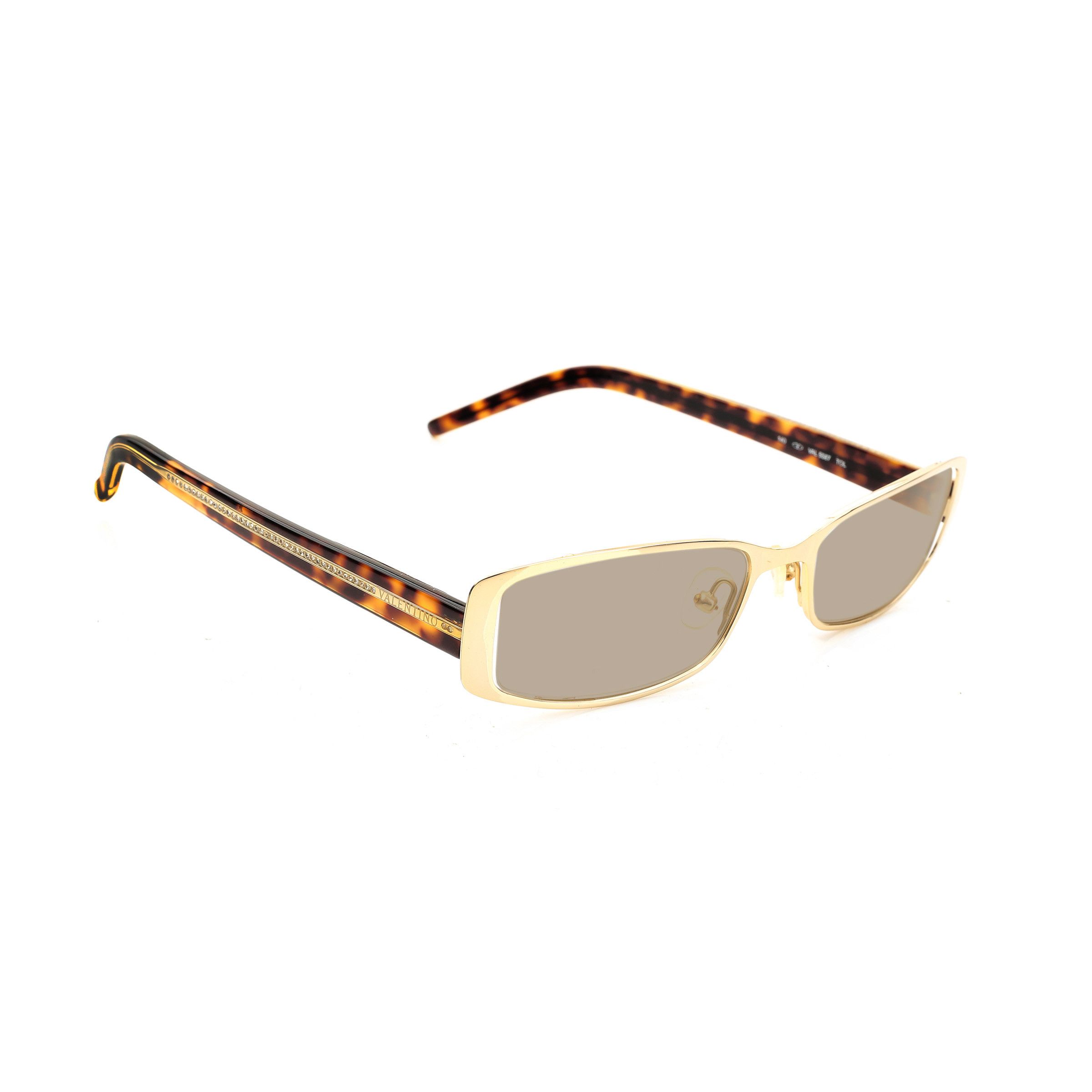 Valentino Valentino '90s Gold & Brown Crystals Metal Sunglasses Size ONE SIZE - 1 Thumbnail