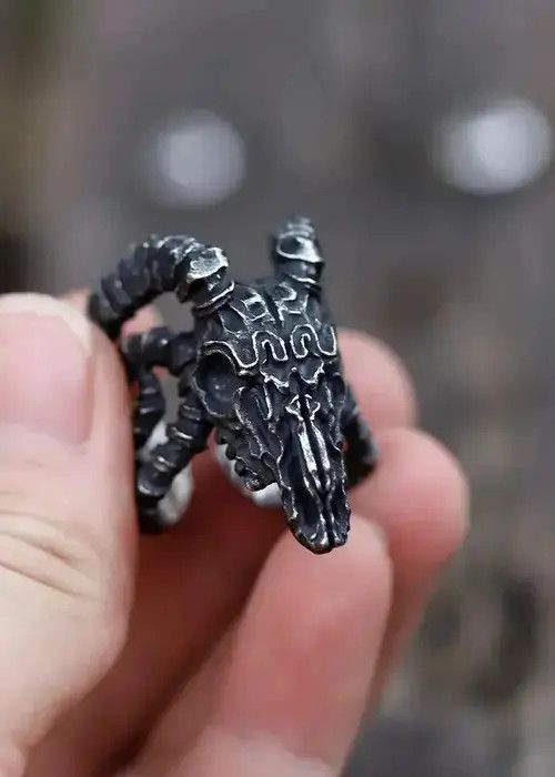 Handmade Sheep Head Skull Ring Size ONE SIZE - 1 Thumbnail