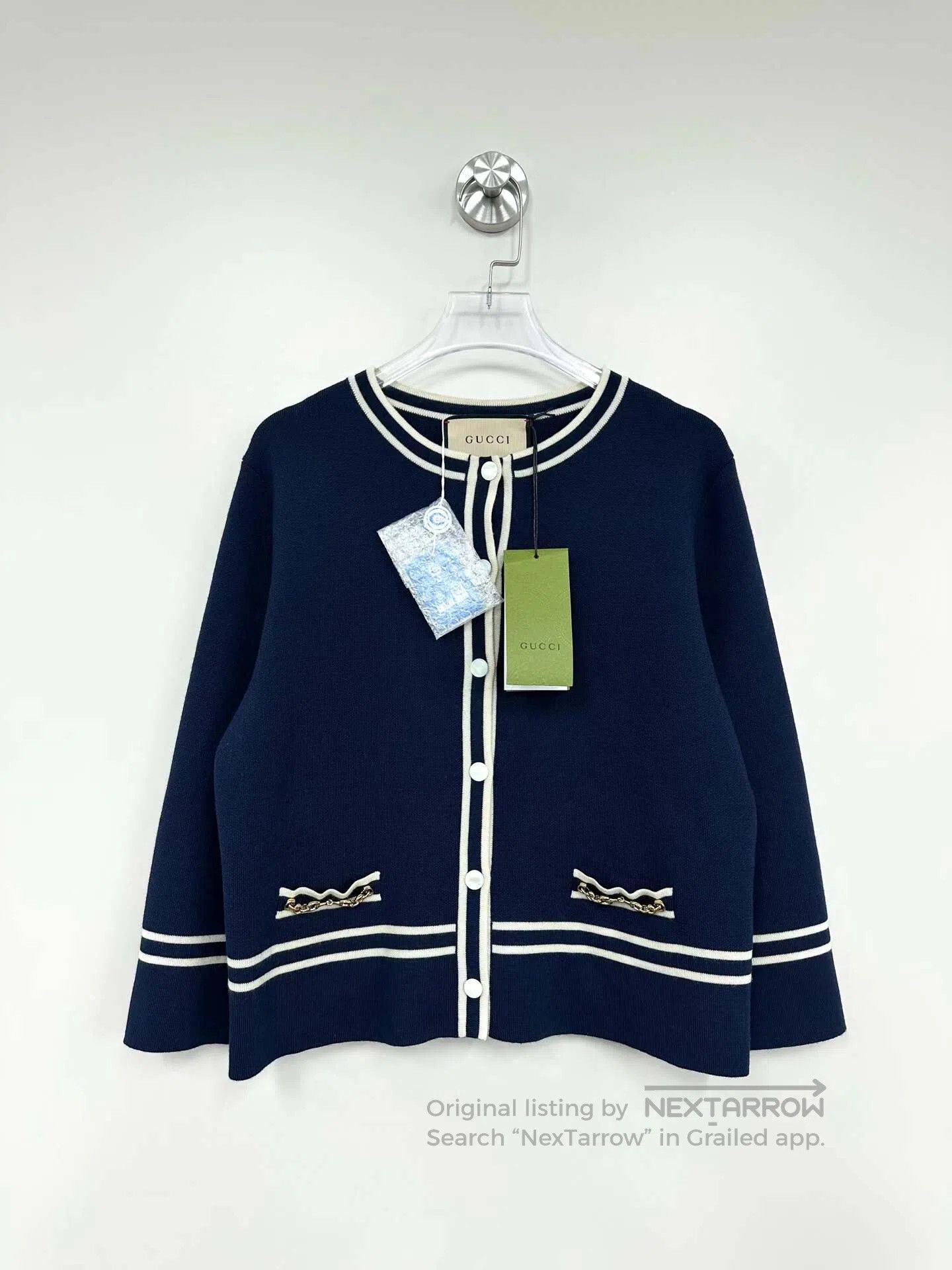 Gucci Guicci Deep Blue Horsebit Knit Cardigan Jacket| Size M / US 6-8 / IT 42-44 - 1 Thumbnail