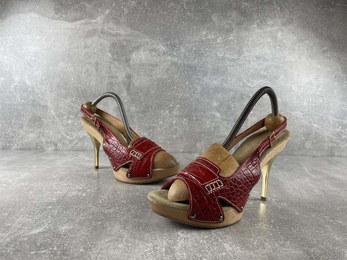 Dsquared2 Vintage Dsquared Archives Red Wood Platform Slingback Heels Size US 9 / IT 39 - 4 Thumbnail