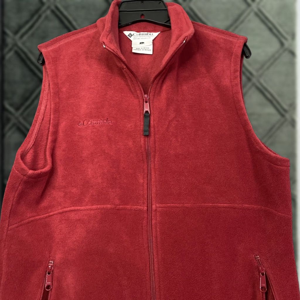 Vintage Columbia Full Zip Vest Womens Large Red Polyester Fleece Zip Pockets 22x26 Size L / US 10 / IT 46 - 1 Thumbnail