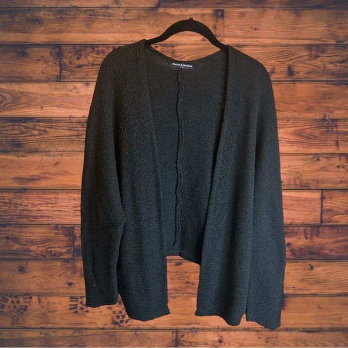 Brandy Melville BRANDY MELVILLE Black Woven Knit Open Front Cardigan Sweater