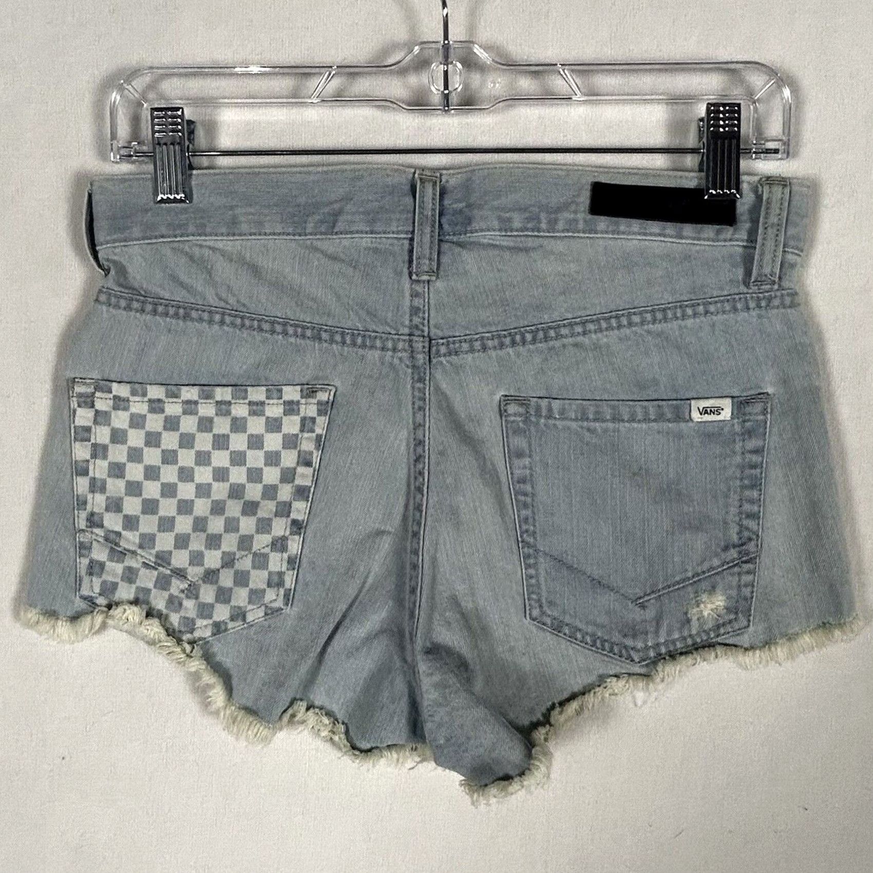 Vans Vans Denim Jean Shorts Stretch Check Light Womens Size 3 Boyfriend Blue 2.0 in Inseam Cuffed 5-Pocket Denim Cotton Blend Vintage No Womens Size 26" / US 2 / IT 38 - 7 Thumbnail