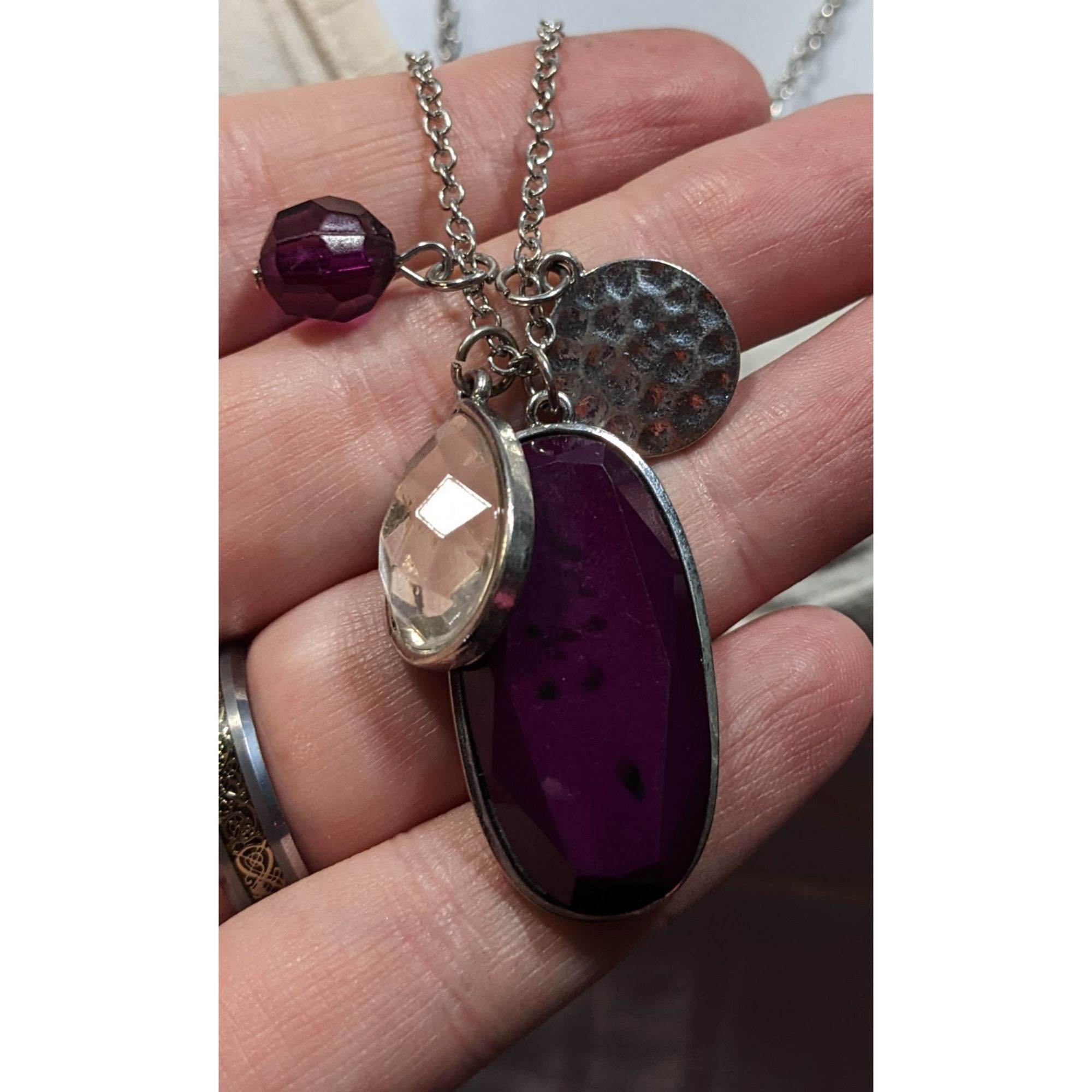 Other Charming Charlie Purple And Silver Tone Charm Cluster Pendan Size ONE SIZE - 2 Thumbnail