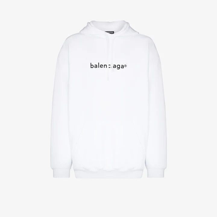 Balenciaga o1mt1gz0724 Logo Oversized Hoodie in White Size US L / EU 52-54 / 3 - 1 Thumbnail