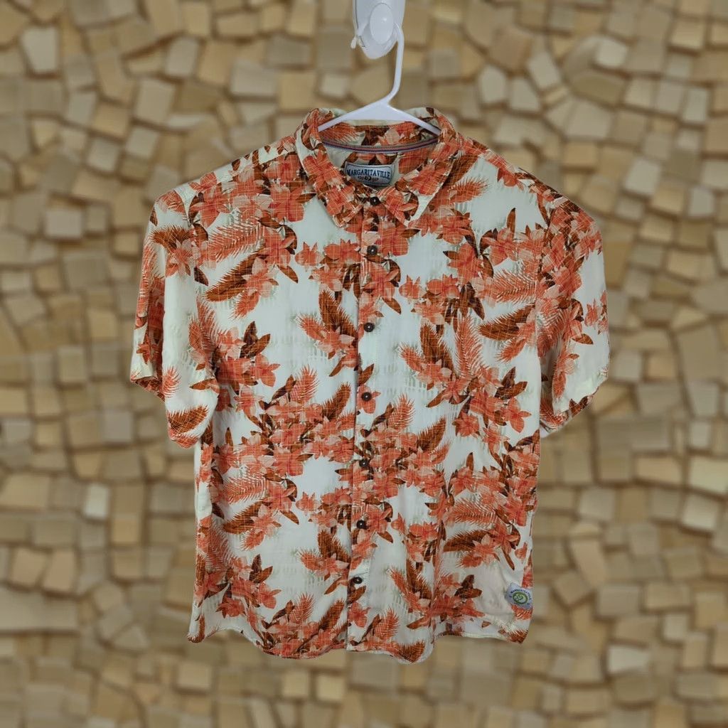 Vintage Margaritaville Hawaiian Shirt Men Orange Rayon Short Sleeve Button-Down XXL Casual Travel Relaxed Fit Size US XXL / EU 58 / 5 - 1 Thumbnail
