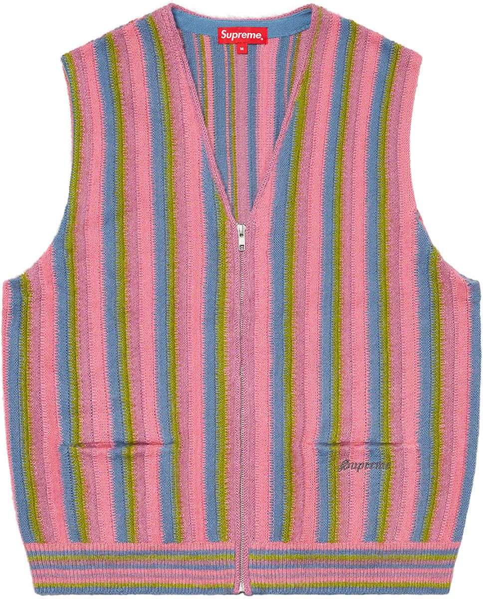 image of Supreme Stripe Sweater Vest in Pink, Men's (Size Small)