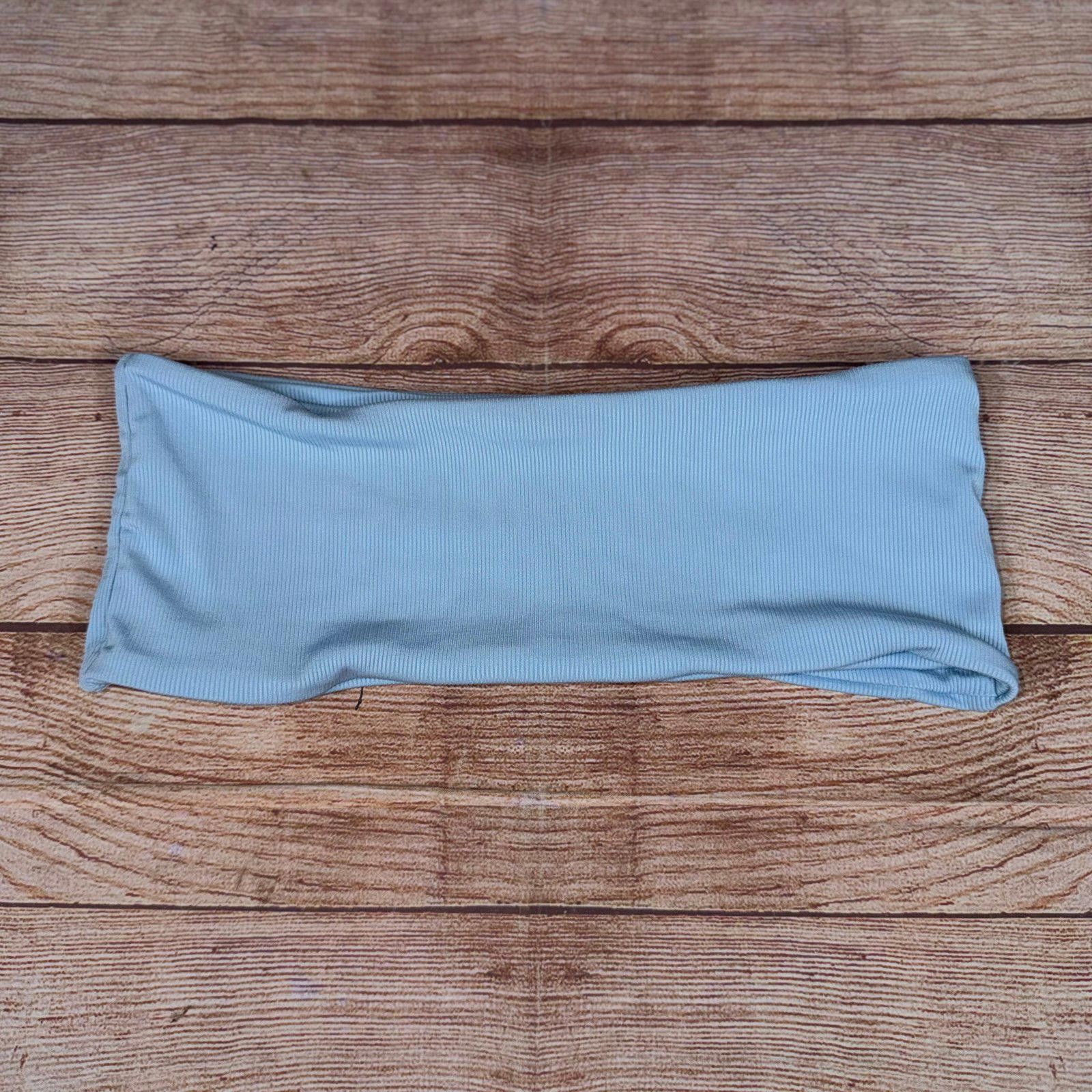 Shein SHEIN Medium Light Blue Ribbed Bandeau Bikini Top Size ONE SIZE - 1 Thumbnail