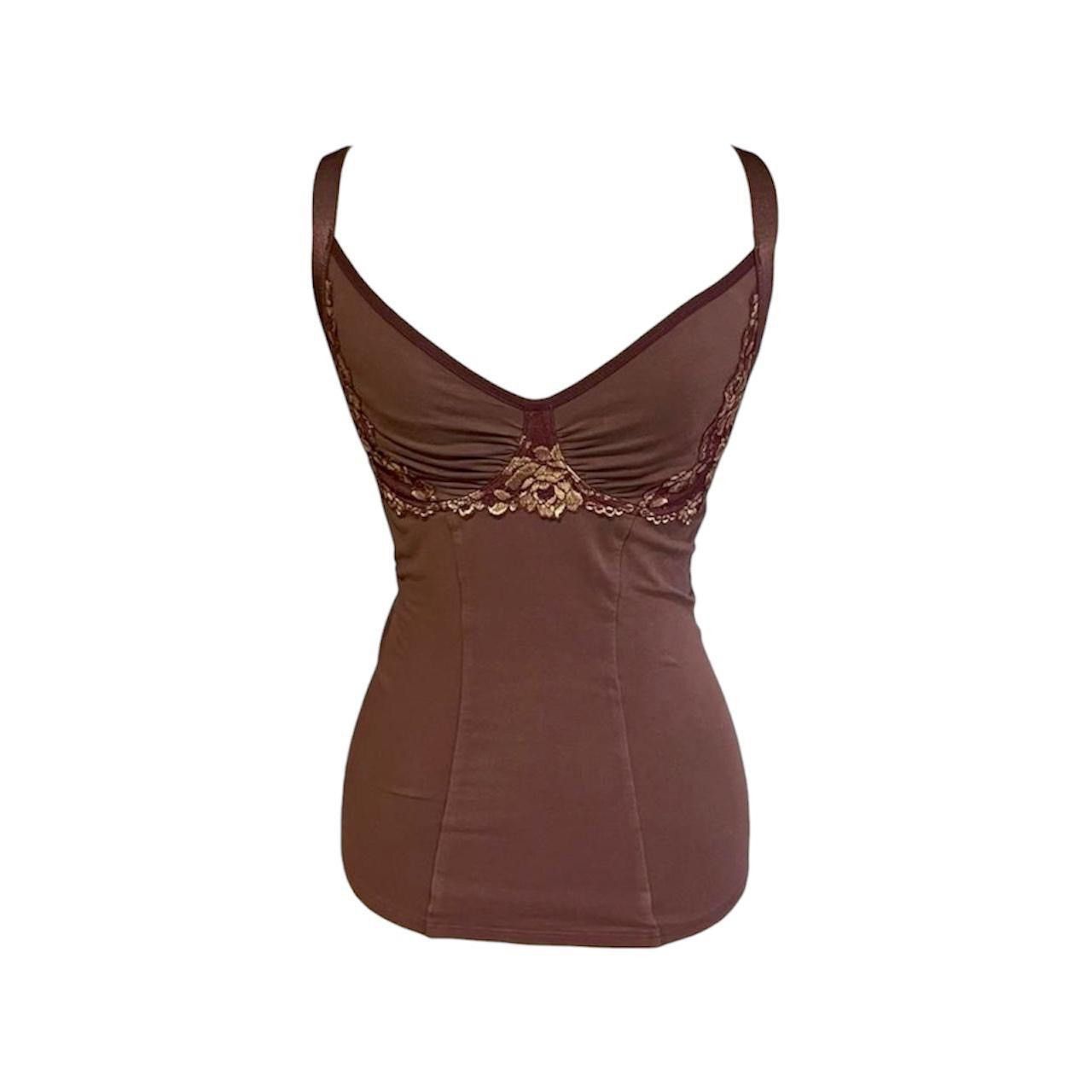Other Vintage y2k fairy brown lace cami top with floral embroidery Size S / US 4 / IT 40 - 1 Thumbnail