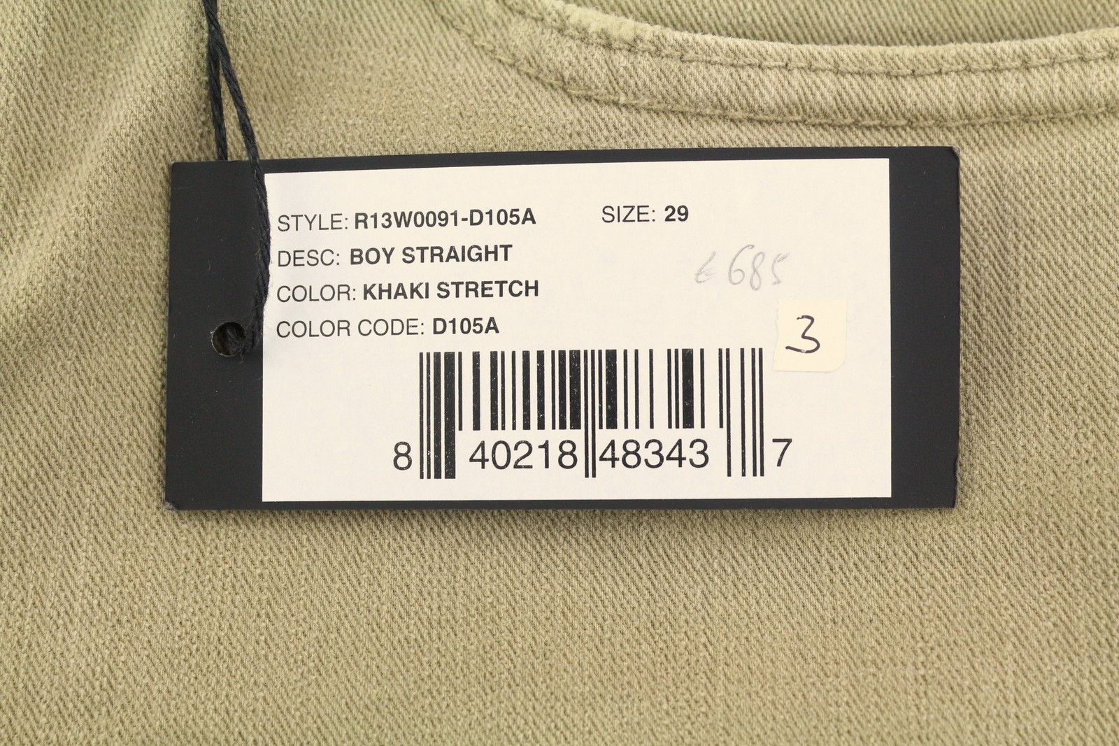 R13 BOY STRAIGHT 27 Pebble Stretch Cropped Beige 89089 Size 27" / US 4 / IT 40 - 8 Thumbnail