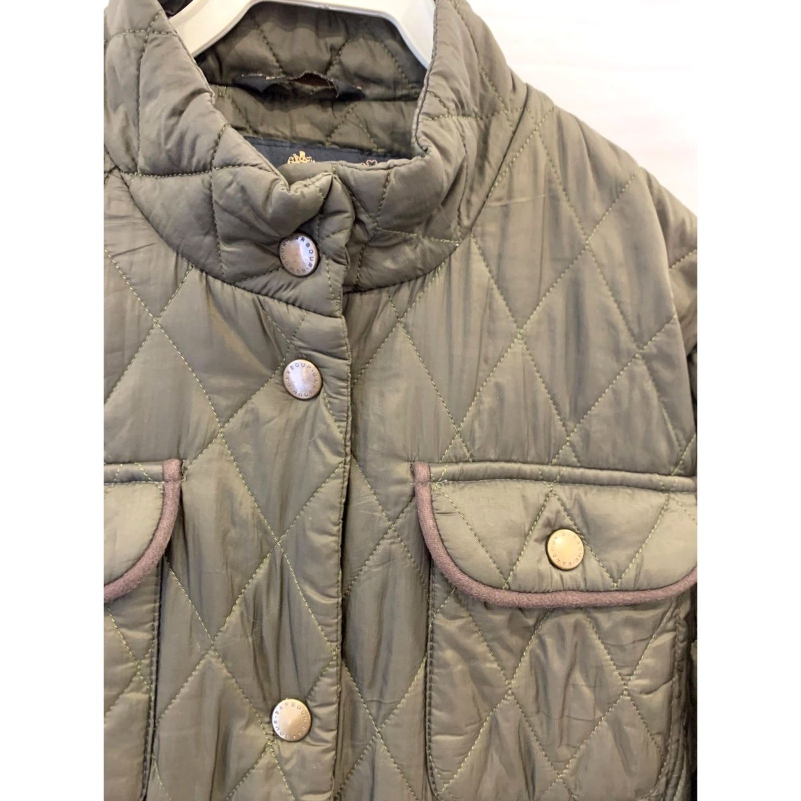 Barbour Barbour Quilted Jacket Olive Green Women’s UK 12 USA 8 Diamond Quilt Snap Size M / US 6-8 / IT 42-44 - 7 Thumbnail