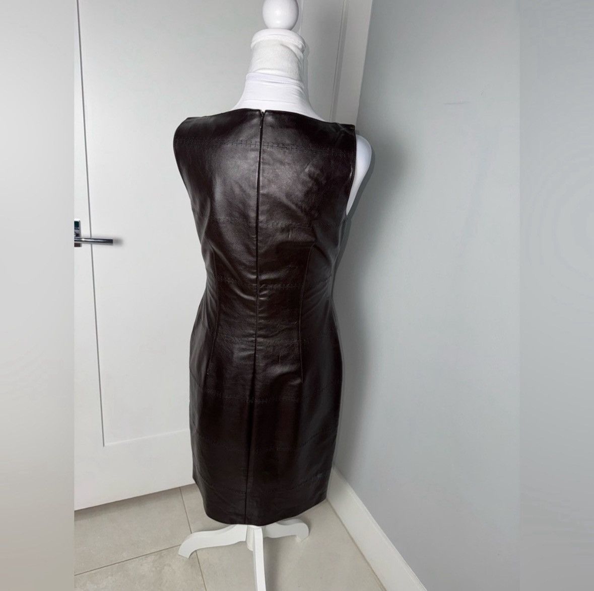 David Meister Brown Leather Sheath Dress/Size 4 - www.tita.cl