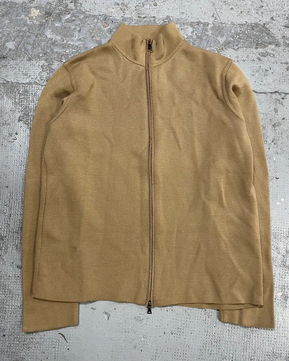 Prada SS1999 Prada Beige Wool Elbow Patch Zip-Up Sweater Size US L / EU 52-54 / 3 - 4 Thumbnail