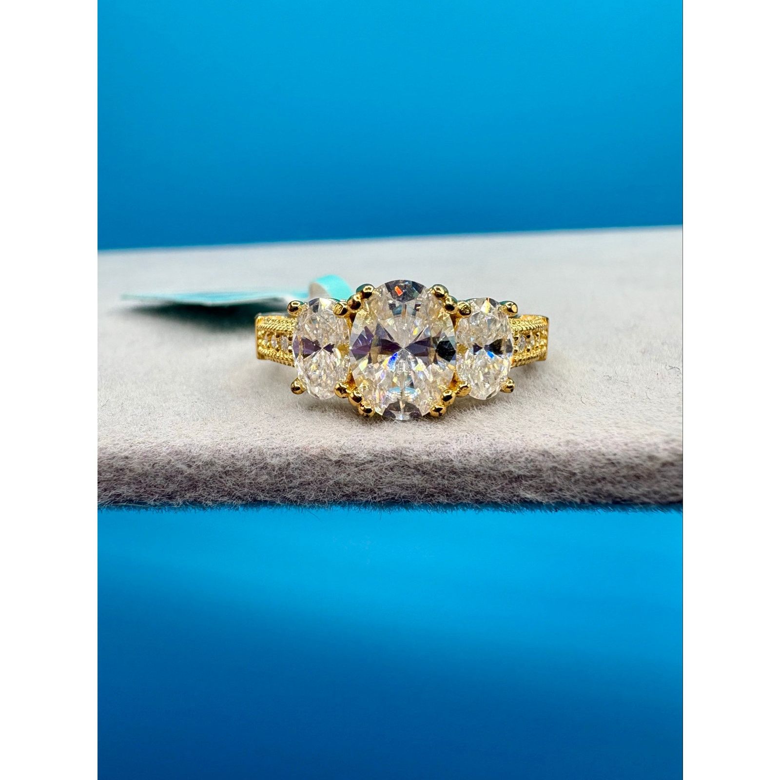 Jewelry NWT - 3.77CT Moissanite Vermeil over 925 Sterling - Sz. 6.75 Size ONE SIZE - 6 Thumbnail