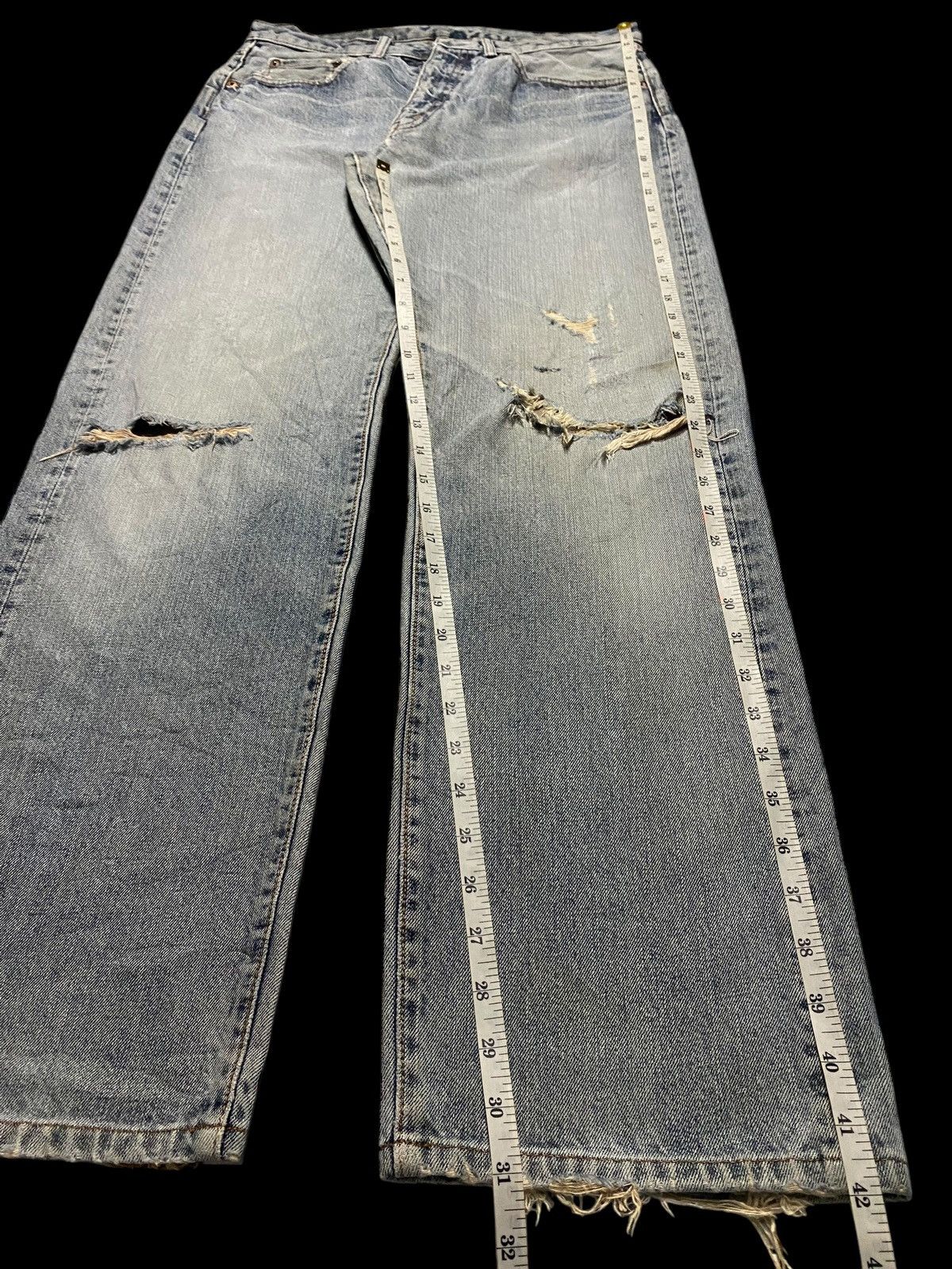 Japanese Brand Vintage Japanese Brands Grey & Blue Distressed Enough Baggy Size US 32 / EU 48 - 17 Thumbnail