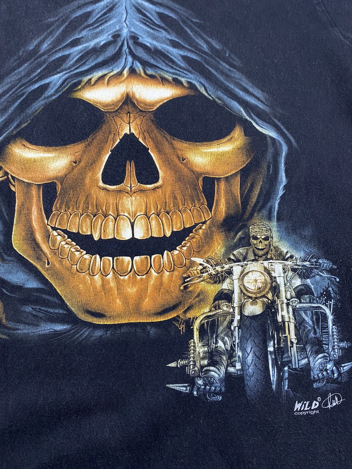 Other Vintage WILD Biker skull Harley Davidson style Tshirt Size US L / EU 52-54 / 3 - 6 Thumbnail