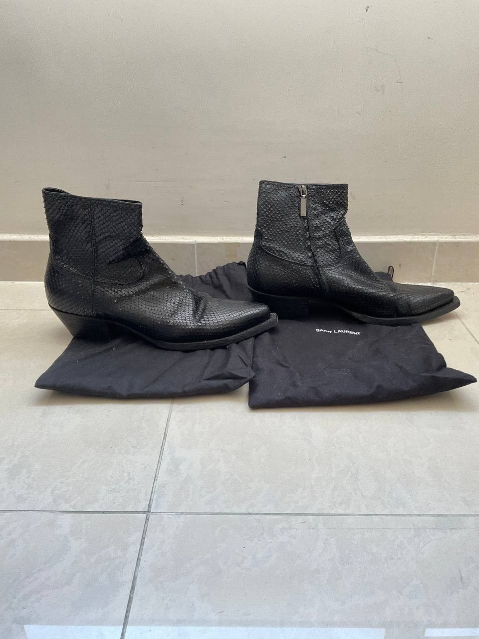 Saint Laurent Paris Python Lukas Boots | Grailed