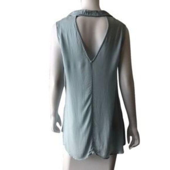 Anthropologie Cloth & Stone Baby Blue Sleeveless Open Back Top Size S / US 4 / IT 40 - 3 Thumbnail