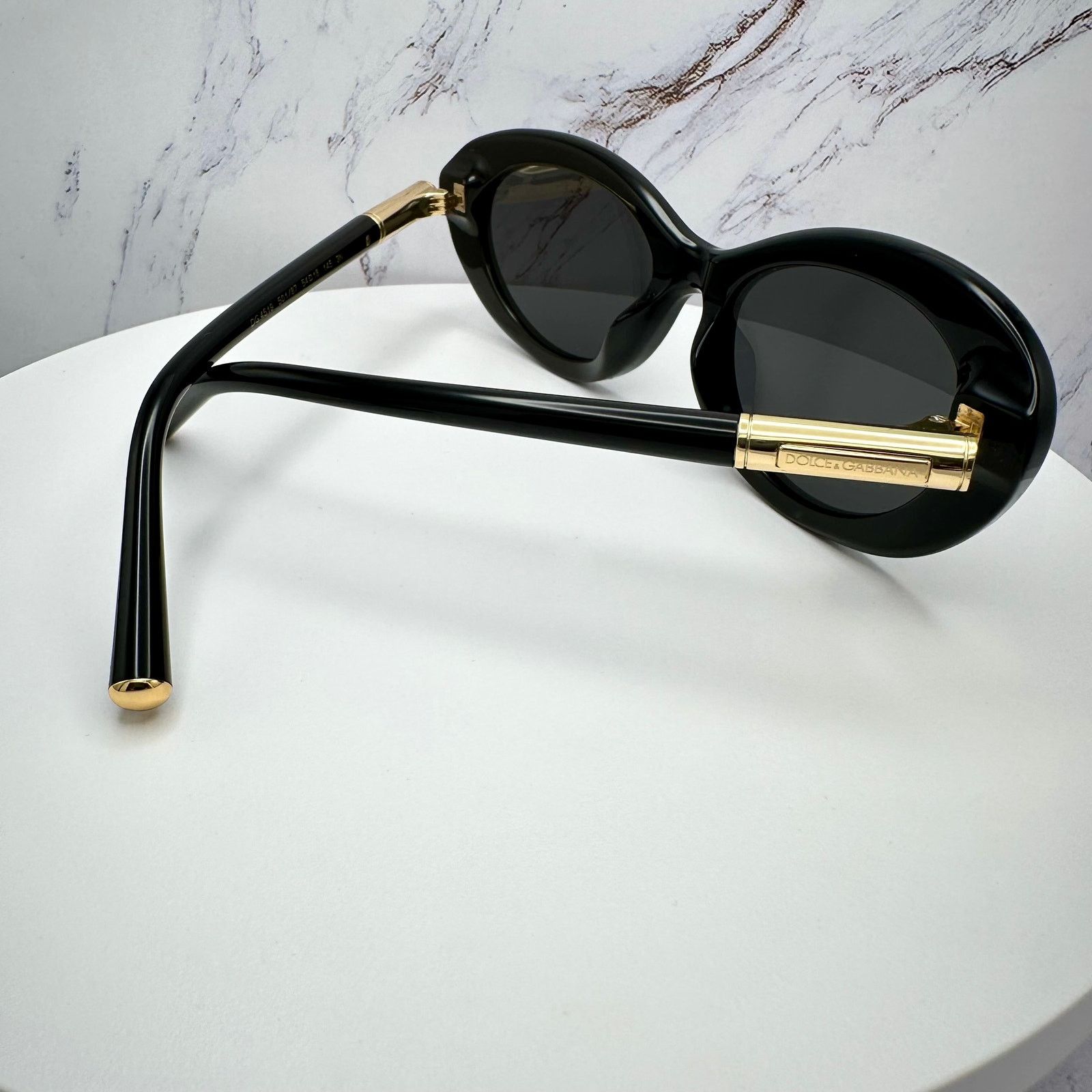 Dolce & Gabbana New Dolce & Gabbana Sunglasses Black Oval Cat Eye Gold Metal Size ONE SIZE - 6 Thumbnail