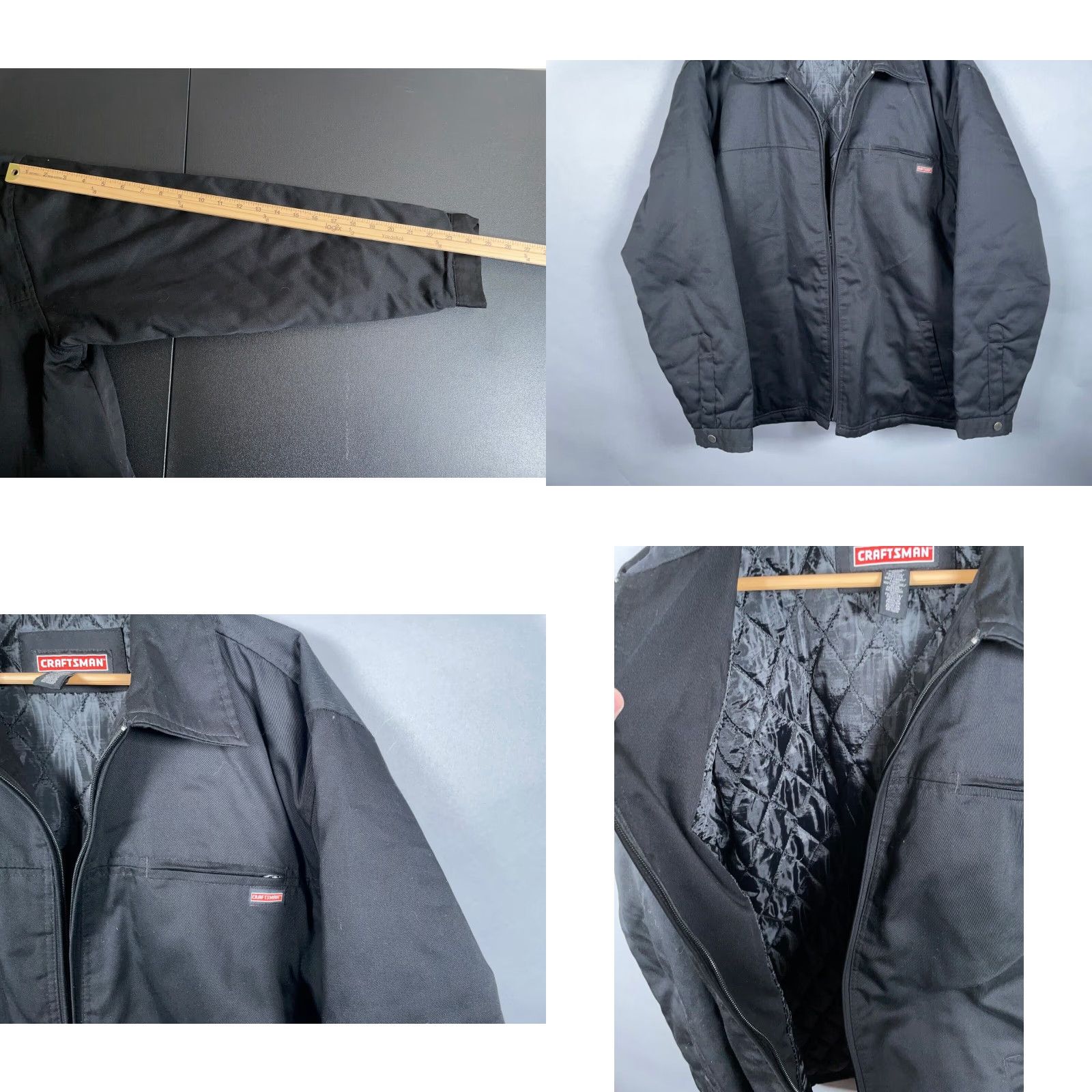 Vintage Craftsman Jacket Adult Large Black Cotton Blend Quilted Lined Zip Up Workwear Size US L / EU 52-54 / 3 - 8 Thumbnail