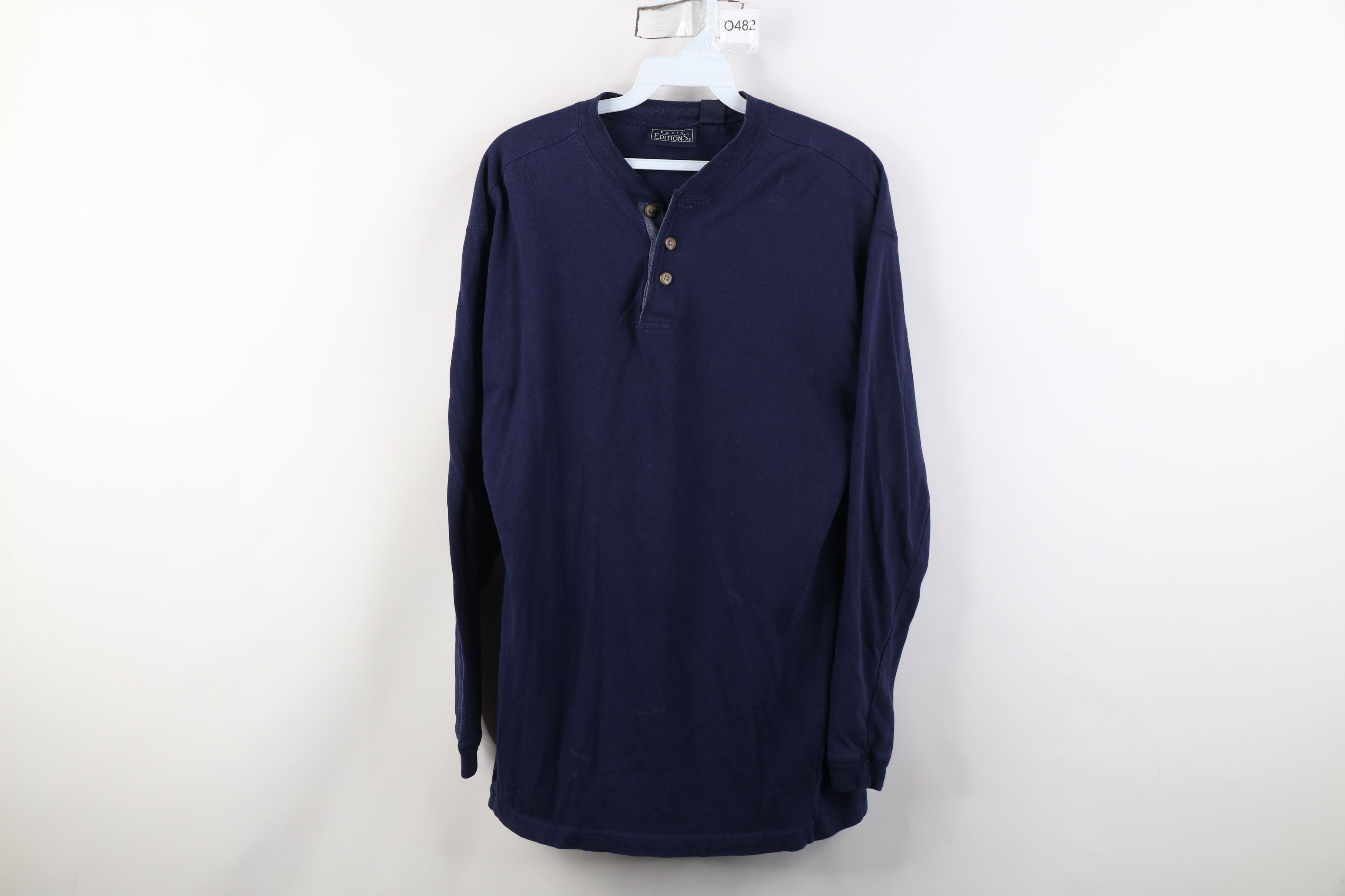 Vintage Vintage 90s Streetwear Blank Long Sleeve Henley T-Shirt Blue Size US S / EU 44-46 / 1 - 1 Thumbnail