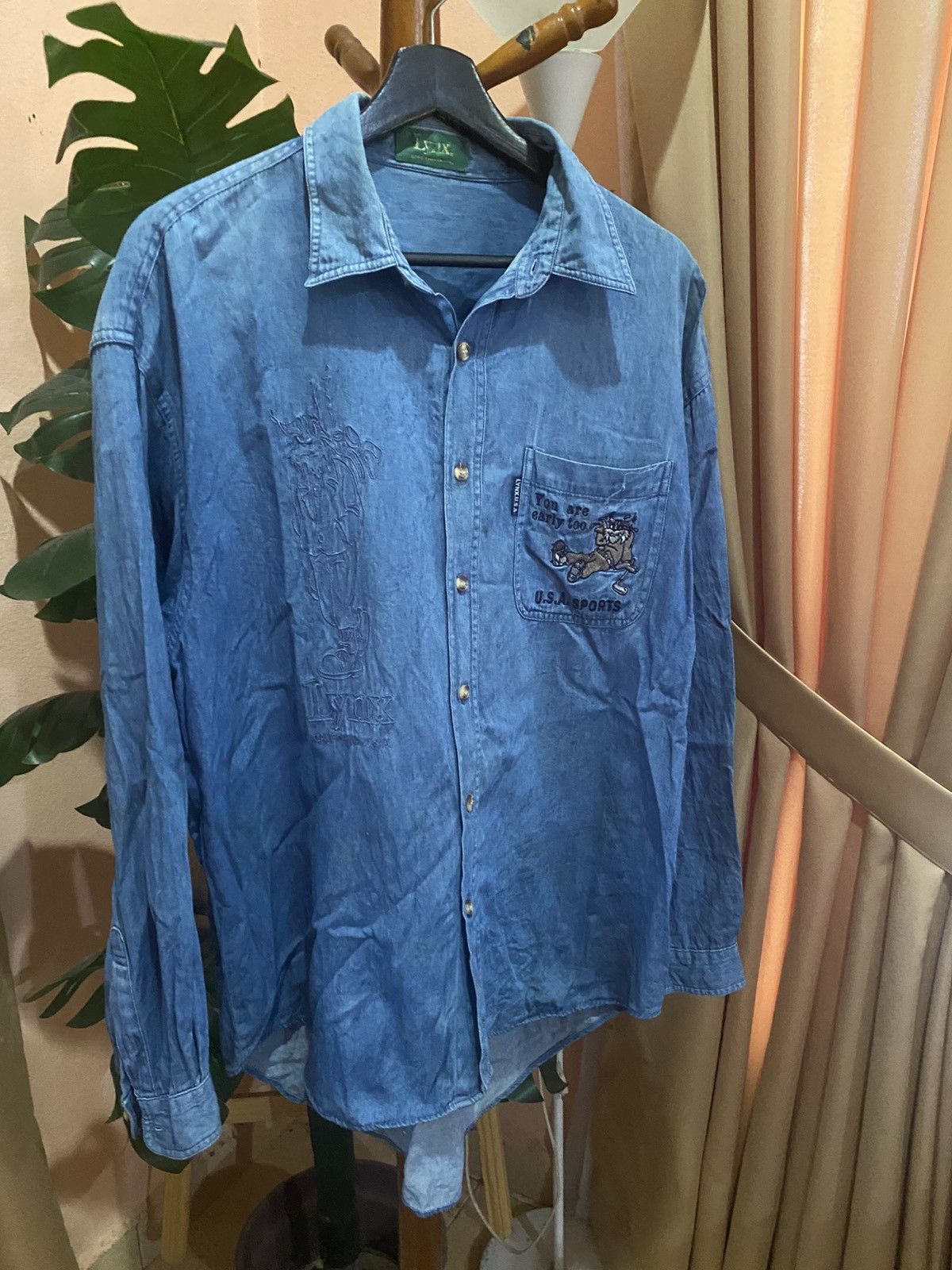 Vintage Vintage Lynx (Ly-IX) Denim Shirt 90s U.S.A Sports Embroidery Size US M / EU 48-50 / 2 - 5 Thumbnail