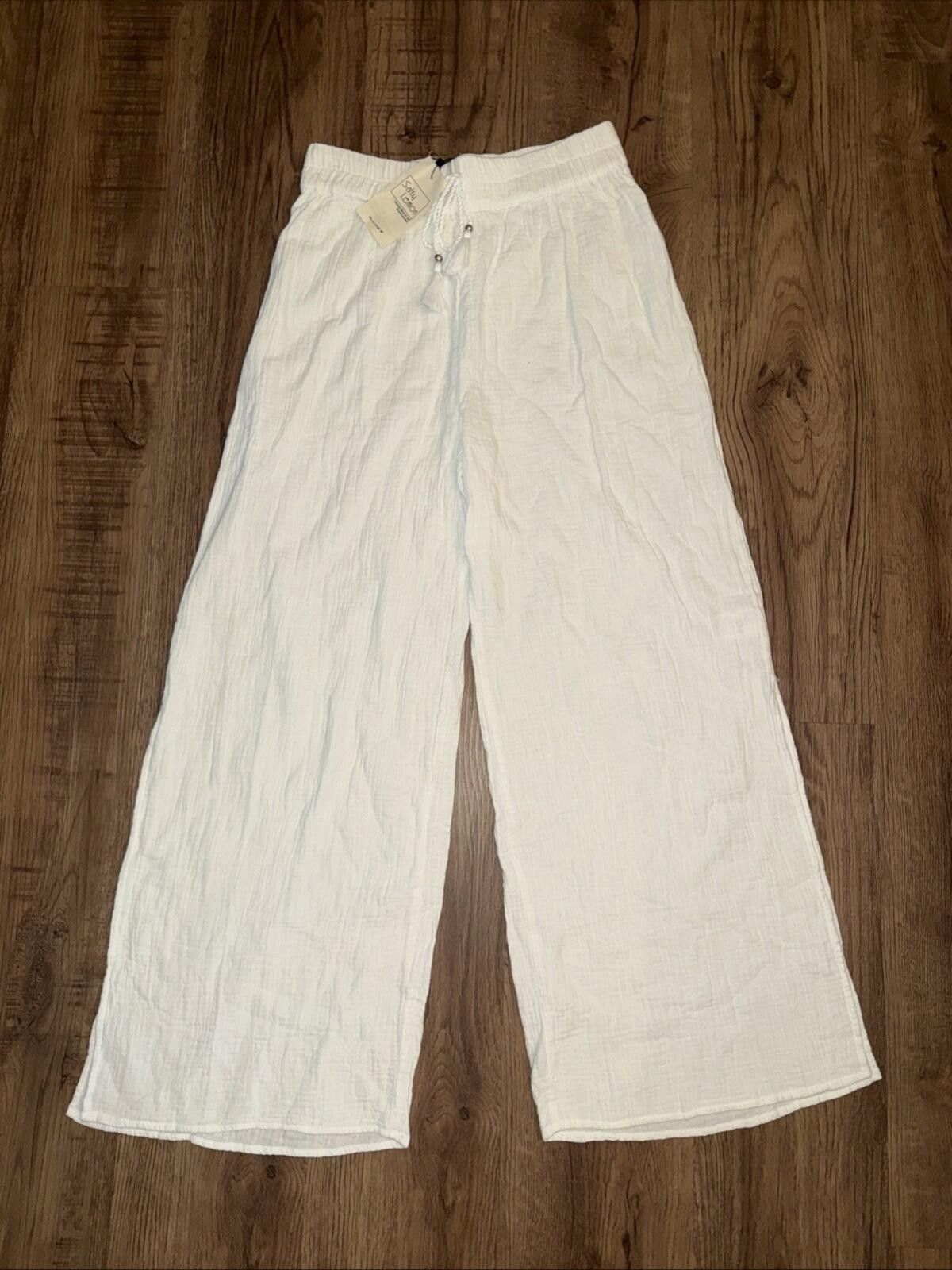 Other Salty Lemon White Gauze Coastal Boho Beach Wide Leg Pants Size 32" / US 10 / IT 46 - 1 Thumbnail