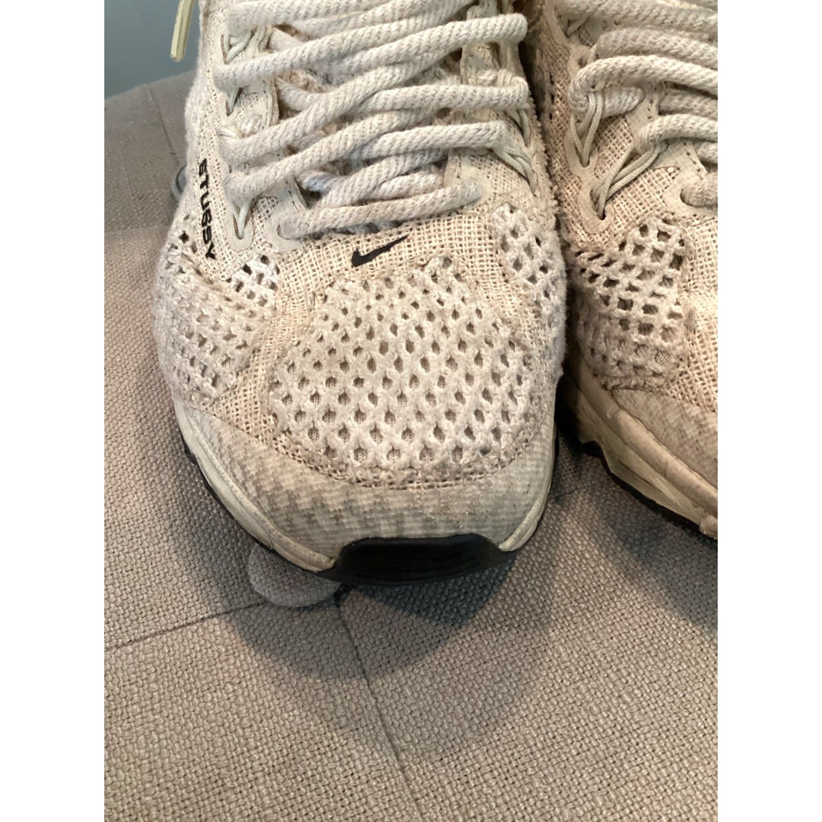Nike Nike Stussy x Air Max 2013 Fossil Text Textile Sneaker Low Top Lace Up Size 5.5 Unisex Adults US 5.5 Fossil/Black/Fossil DM6447-200 Size US 6 / EU 39 - 7 Thumbnail