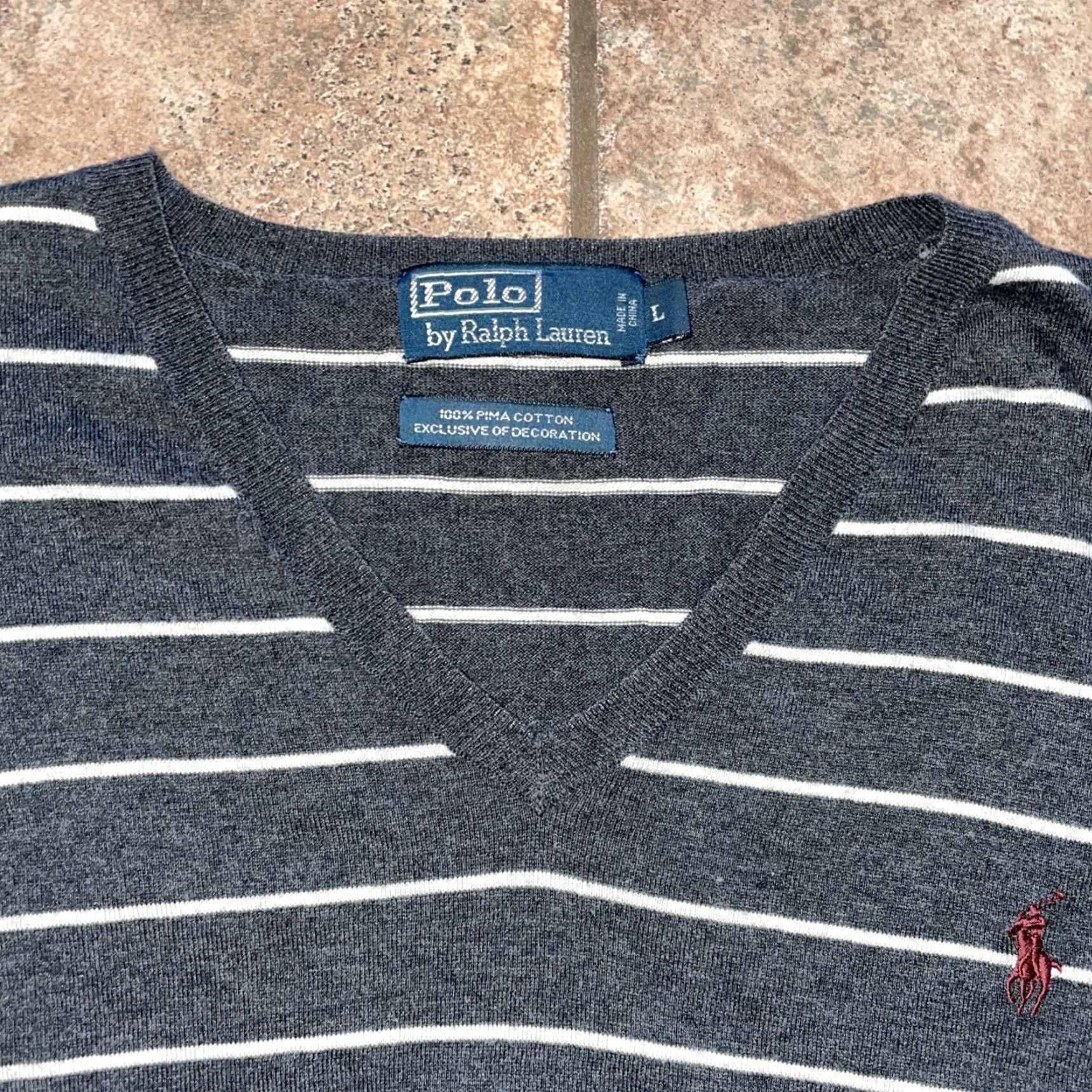 Polo Ralph Lauren Polo Ralph Lauren Shirt Mens L Gray Striped 100% pima Longsleeve Light Size US L / EU 52-54 / 3 - 2 Thumbnail