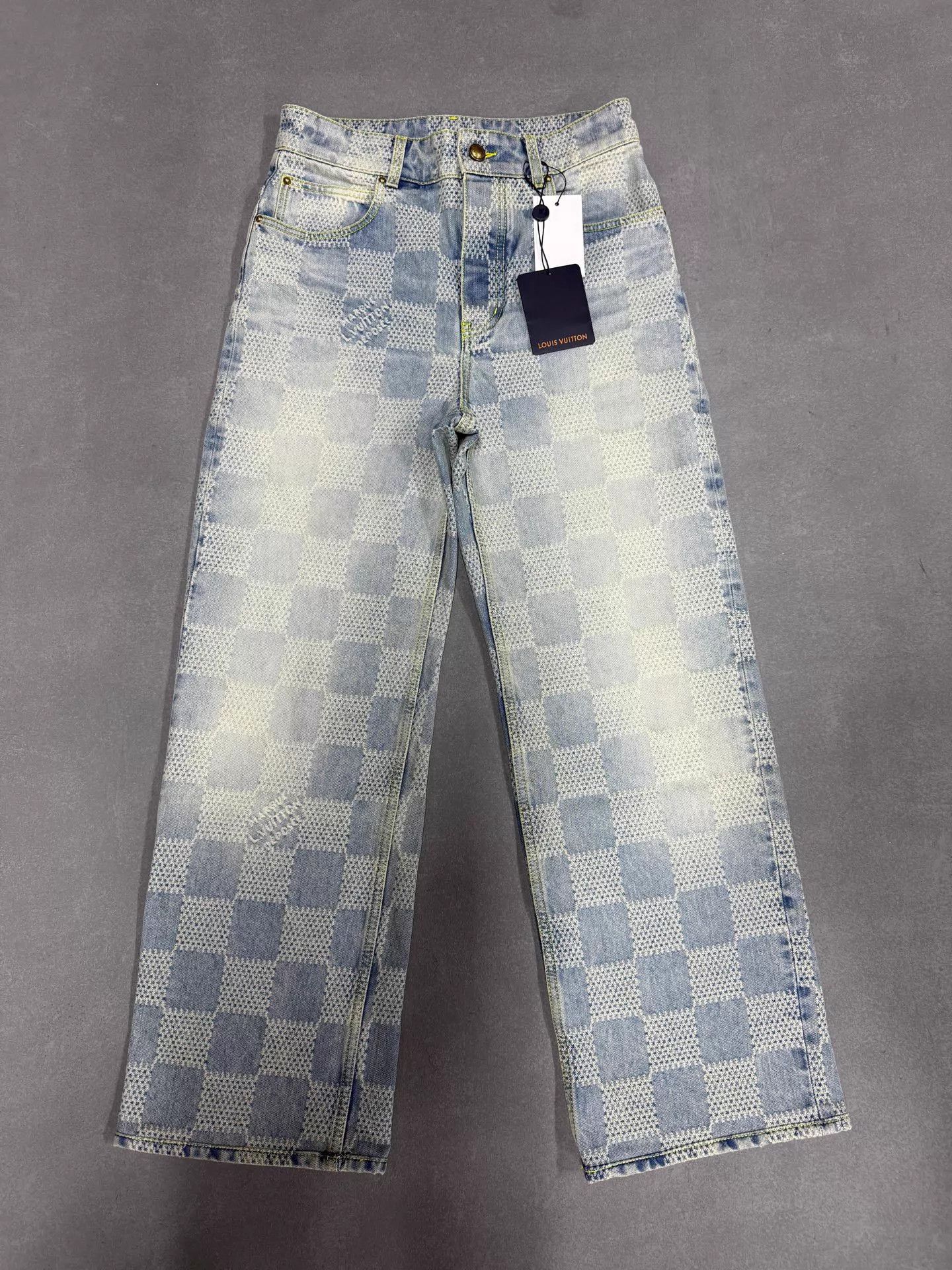 Louis Vuitton LV x Pharrell SS25 White Blue Damier Denim Pants 26 Size 26" / US 2 / IT 38 - 1 Thumbnail