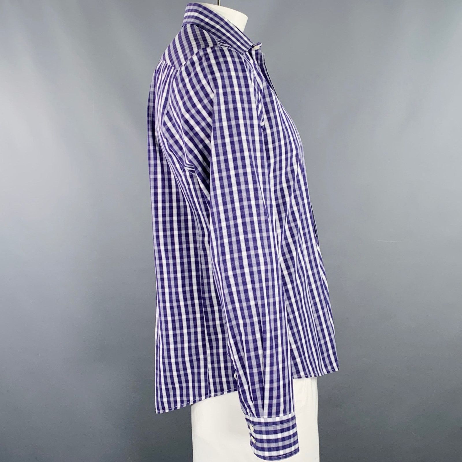 Pink PINK Size L Purple White Checkered Cotton Long Sleeve Shirt Size US L / EU 52-54 / 3 - 2 Thumbnail