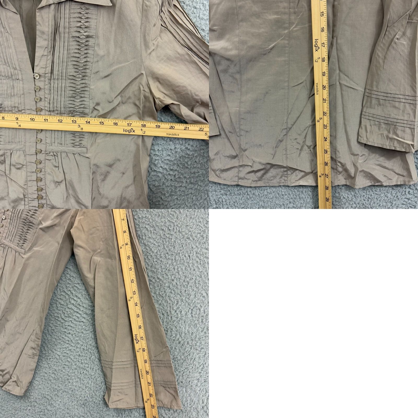 Vintage VINTAGE Isabella Bird Shirt Women Medium Pleated Button Up Tunic Top Silk Blend Brown Long Sleeve Flared Sleeve Size M / US 6-8 / IT 42-44 - 8 Thumbnail
