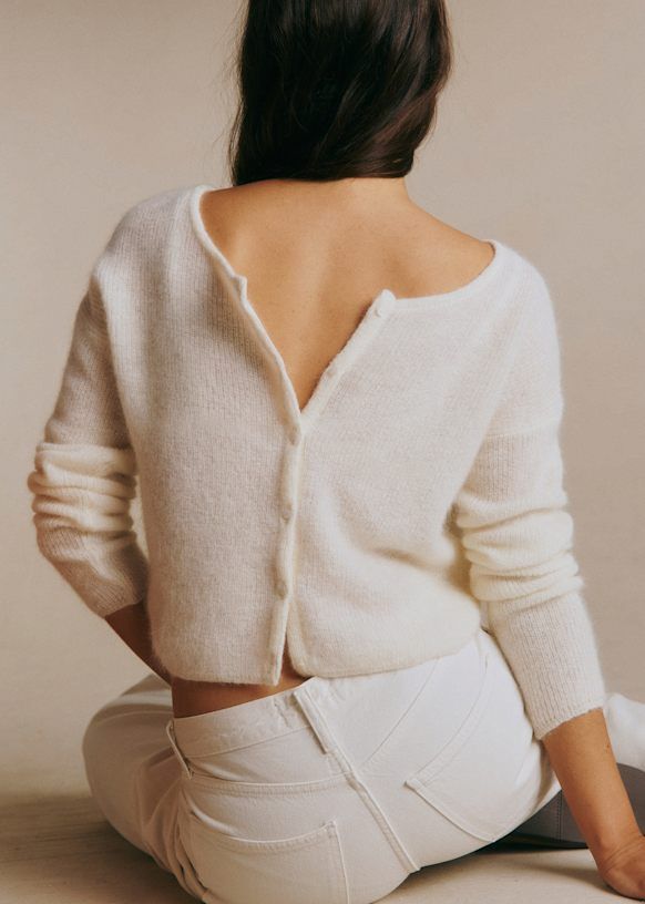 Sezane SÉZANE Gaspard Crop Cardigan Mohair Alpaca Sweater Ecru Size M / US 6-8 / IT 42-44 - 3 Thumbnail