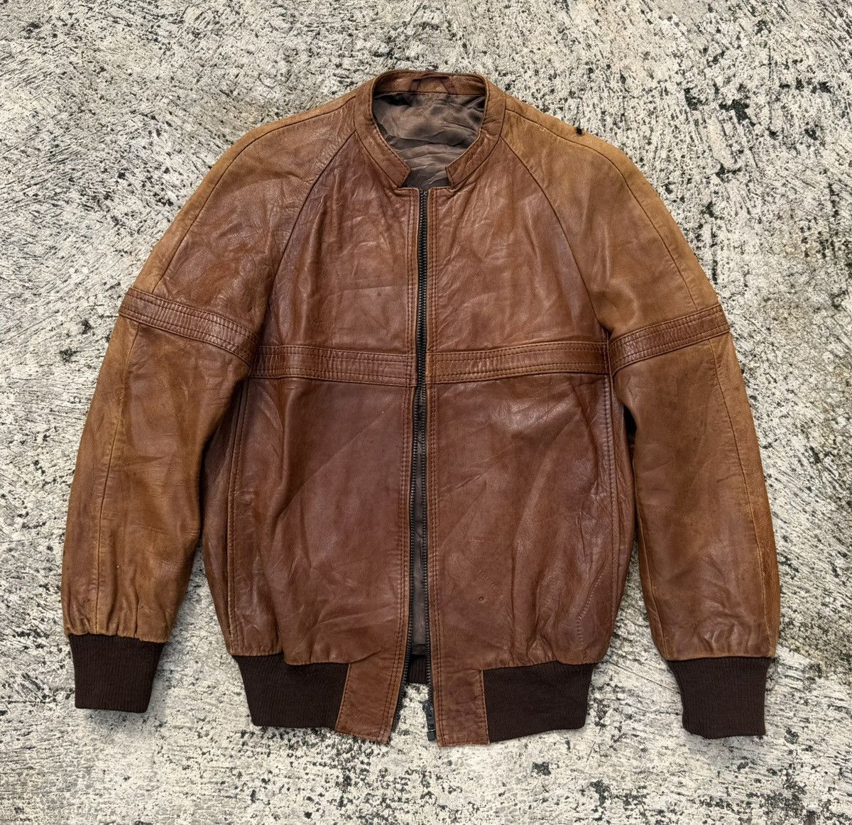 Vintage 🔥Vintage Real Leather Jacket Brown Distressed Bomber Rare Size US M / EU 48-50 / 2 - 2 Thumbnail