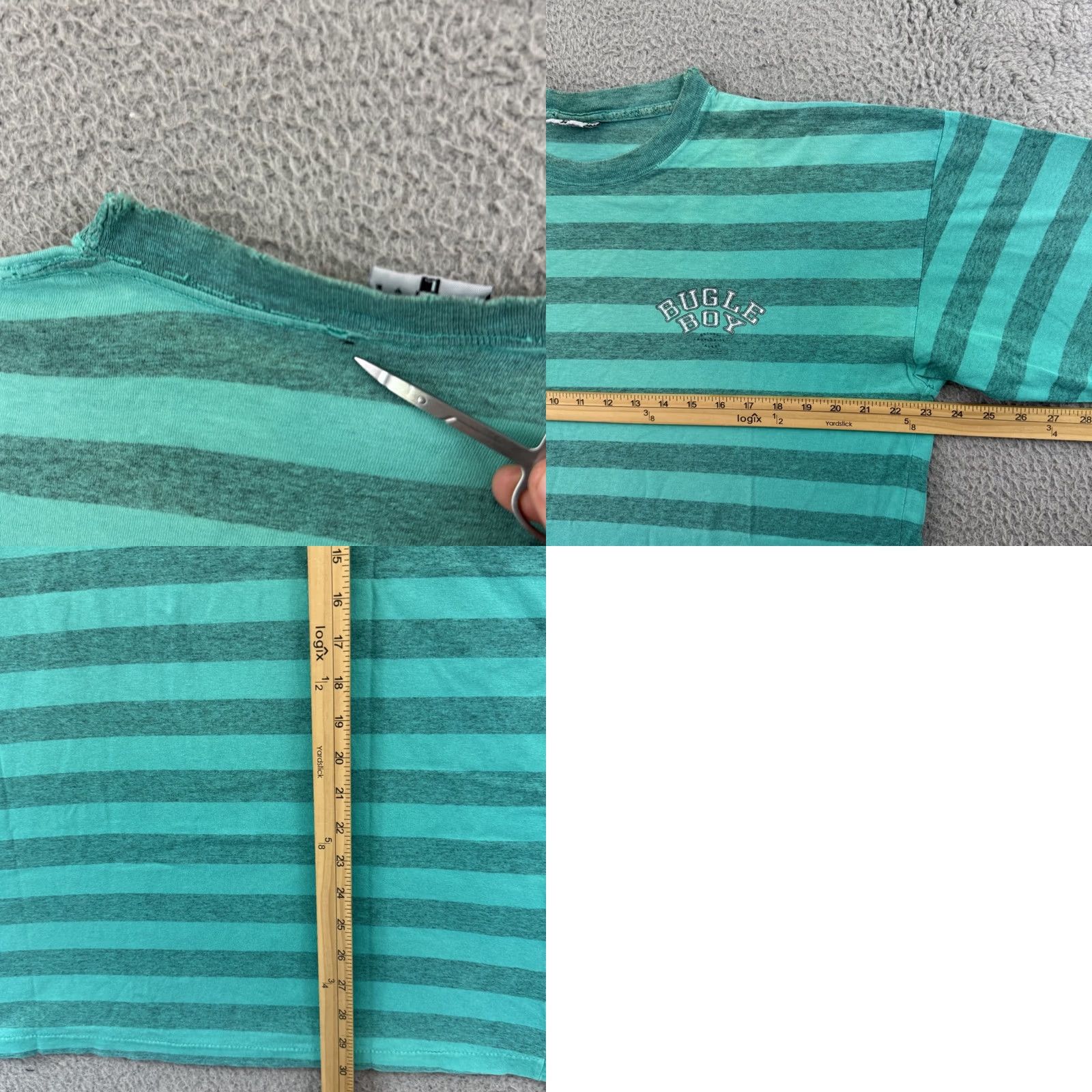 Bugle Boy VINTAGE Bugle Boy Shirt Mens L Teal 80s Surf Skate Striped Short Sleeve USA Shirt Mens Large Teal 80s Surf Skate Striped Short Sleeve USA Size US L / EU 52-54 / 3 - 8 Thumbnail