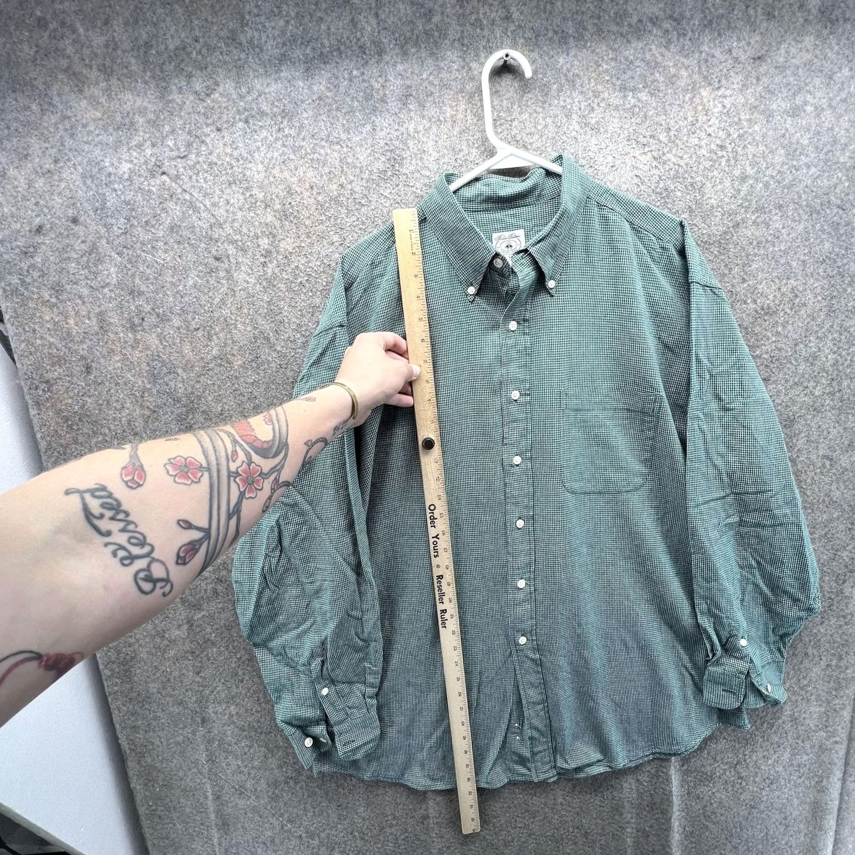 Brooks Brothers Brooks Brothers Shirt Mens L Green Check Long Sleeve Button Front Casual Size US L / EU 52-54 / 3 - 4 Thumbnail