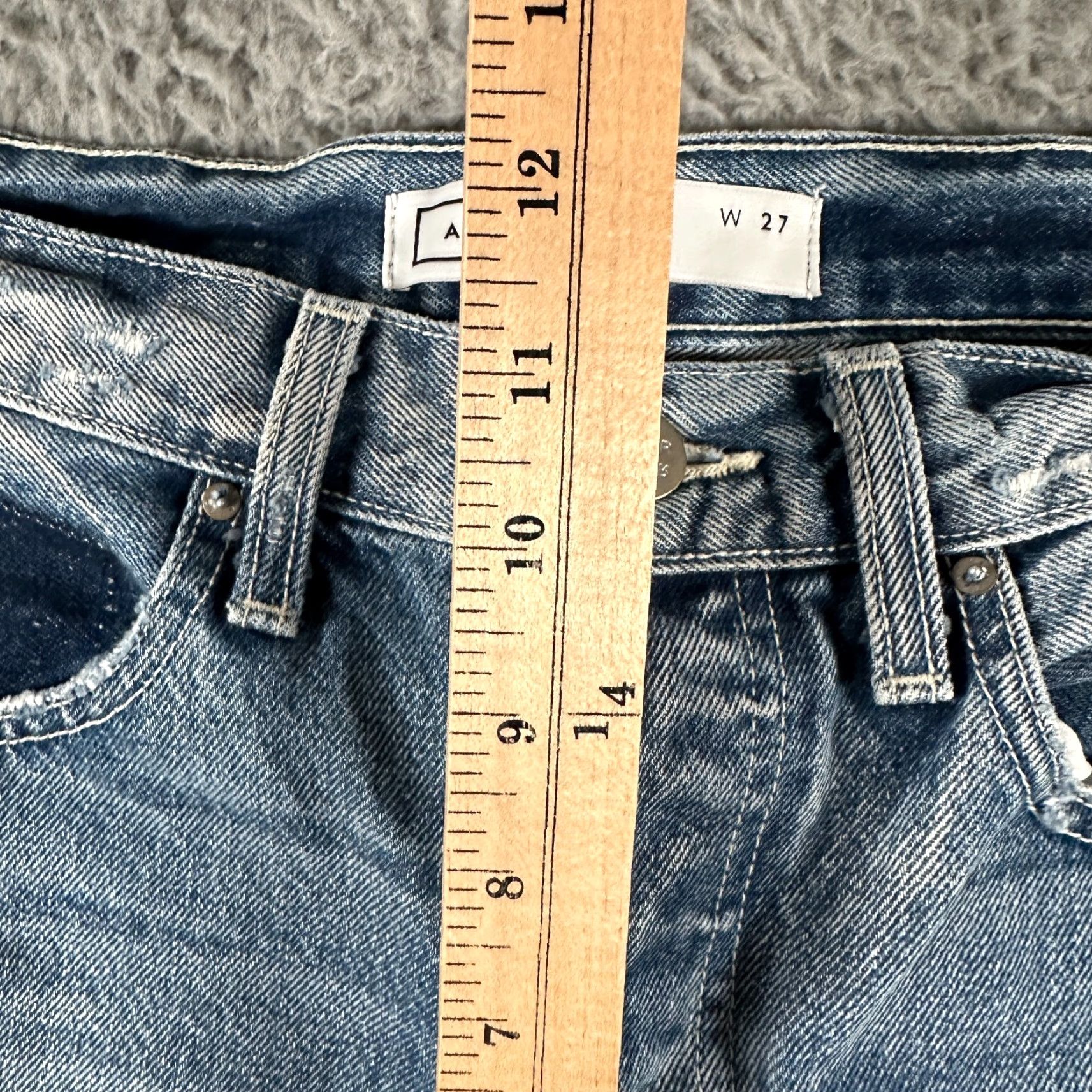 AYR Ayr Jeans High Rise Distressed Straight Womens 27 Blue Medium Wash Boho Vintage Size 27" / US 4 / IT 40 - 7 Thumbnail