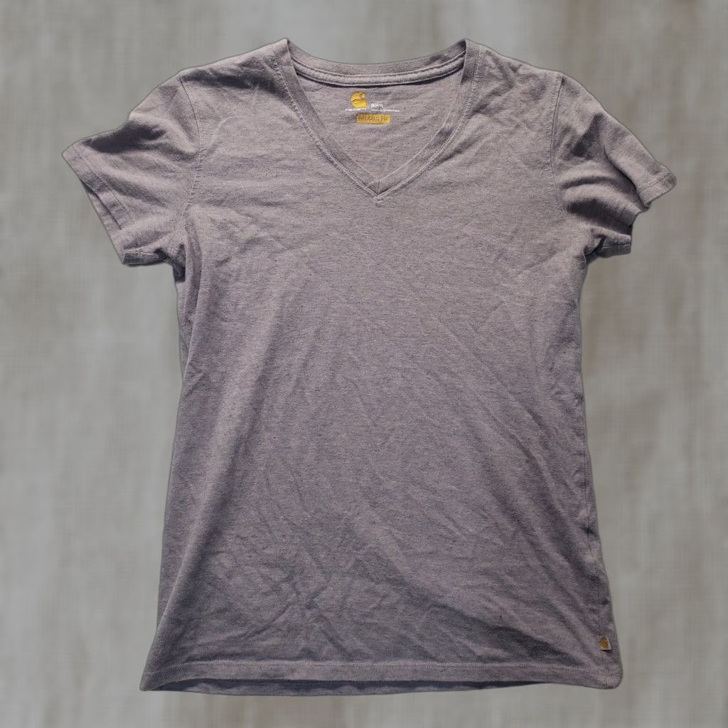 Carhartt Carhartt Women's Solid Gray Crew Neck Short Sleeve Shirt S 100% Cotton Casual Classic Size S / US 4 / IT 40 - 1 Thumbnail